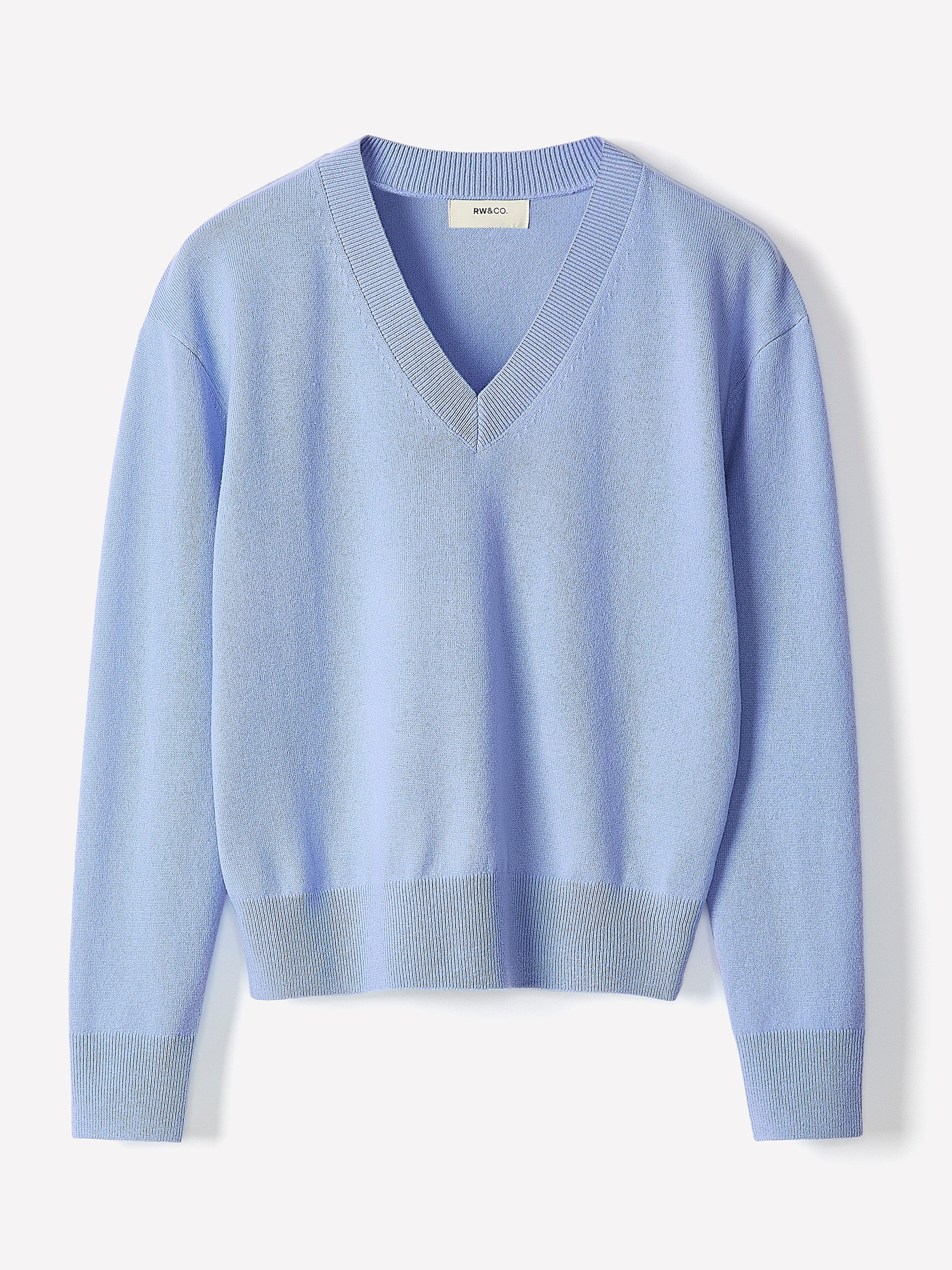 Merino Wool V-Neck Drop Shoulder Sweater - Image 12