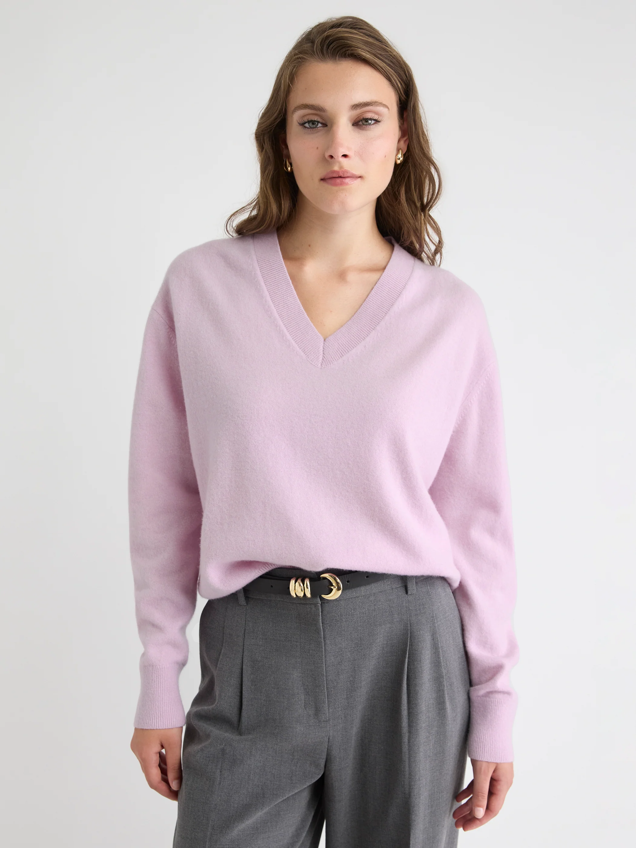 Merino Wool V-Neck Drop Shoulder Sweater - Image 13