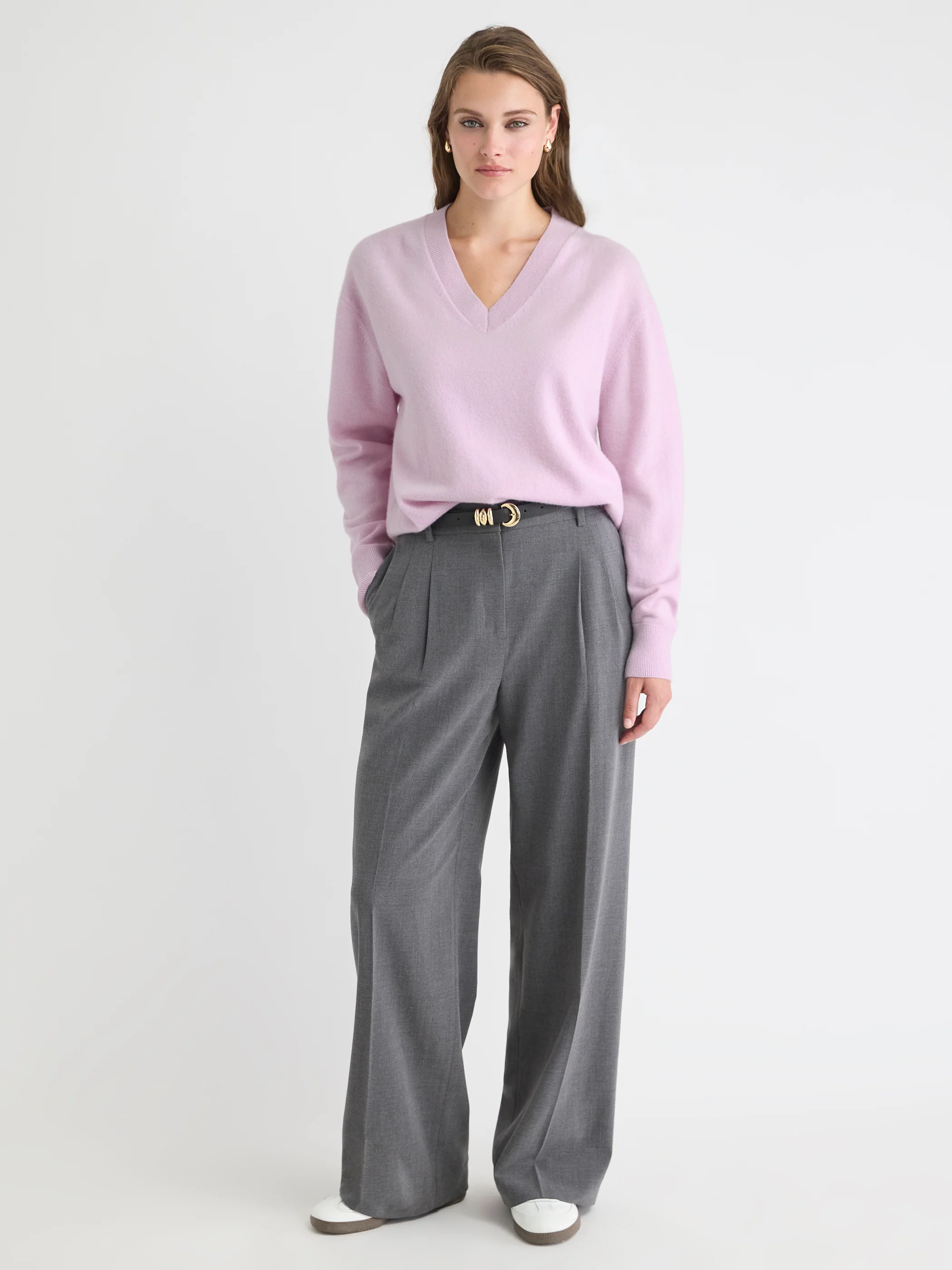 Merino Wool V-Neck Drop Shoulder Sweater - Image 14