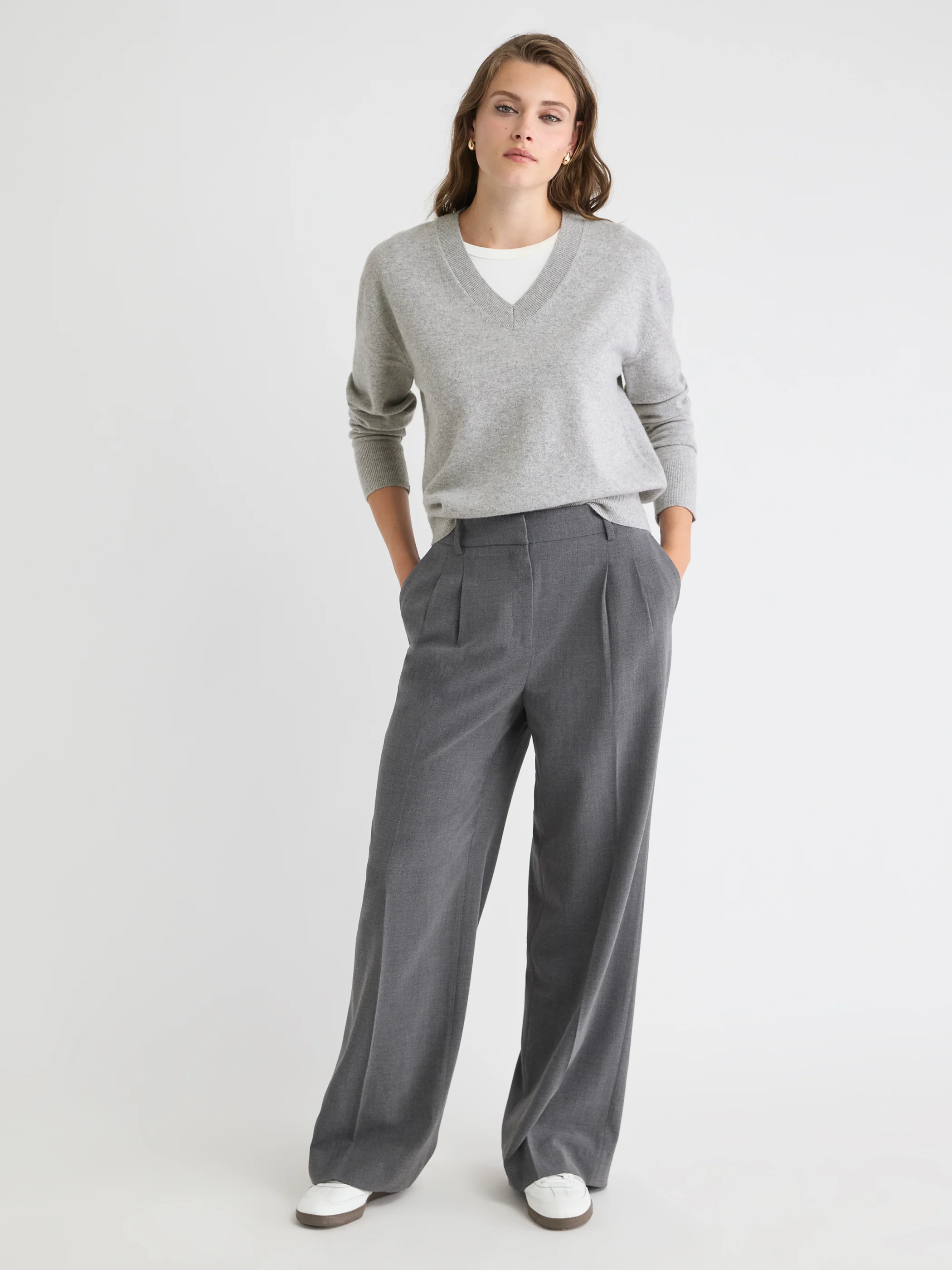 Merino Wool V-Neck Drop Shoulder Sweater - Image 23