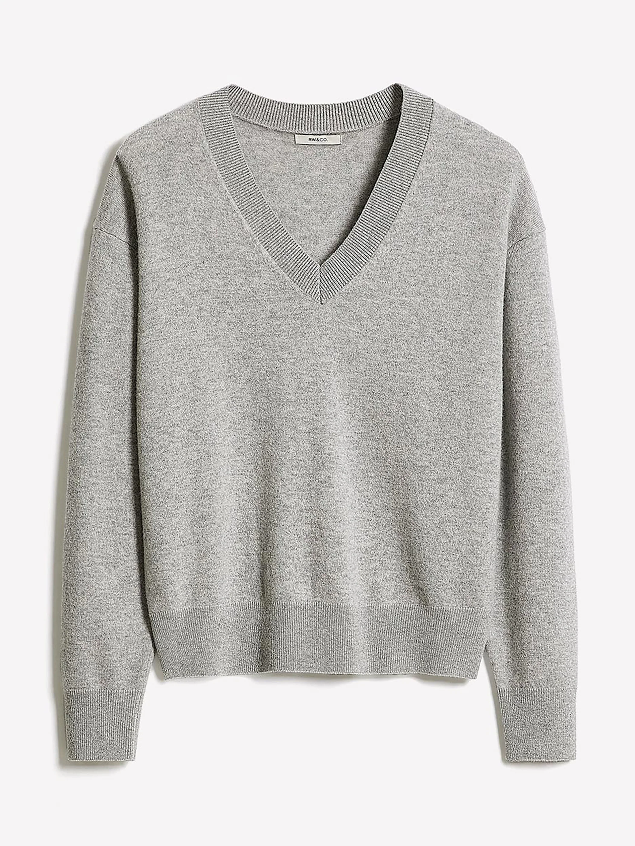 Merino Wool V-Neck Drop Shoulder Sweater - Image 25