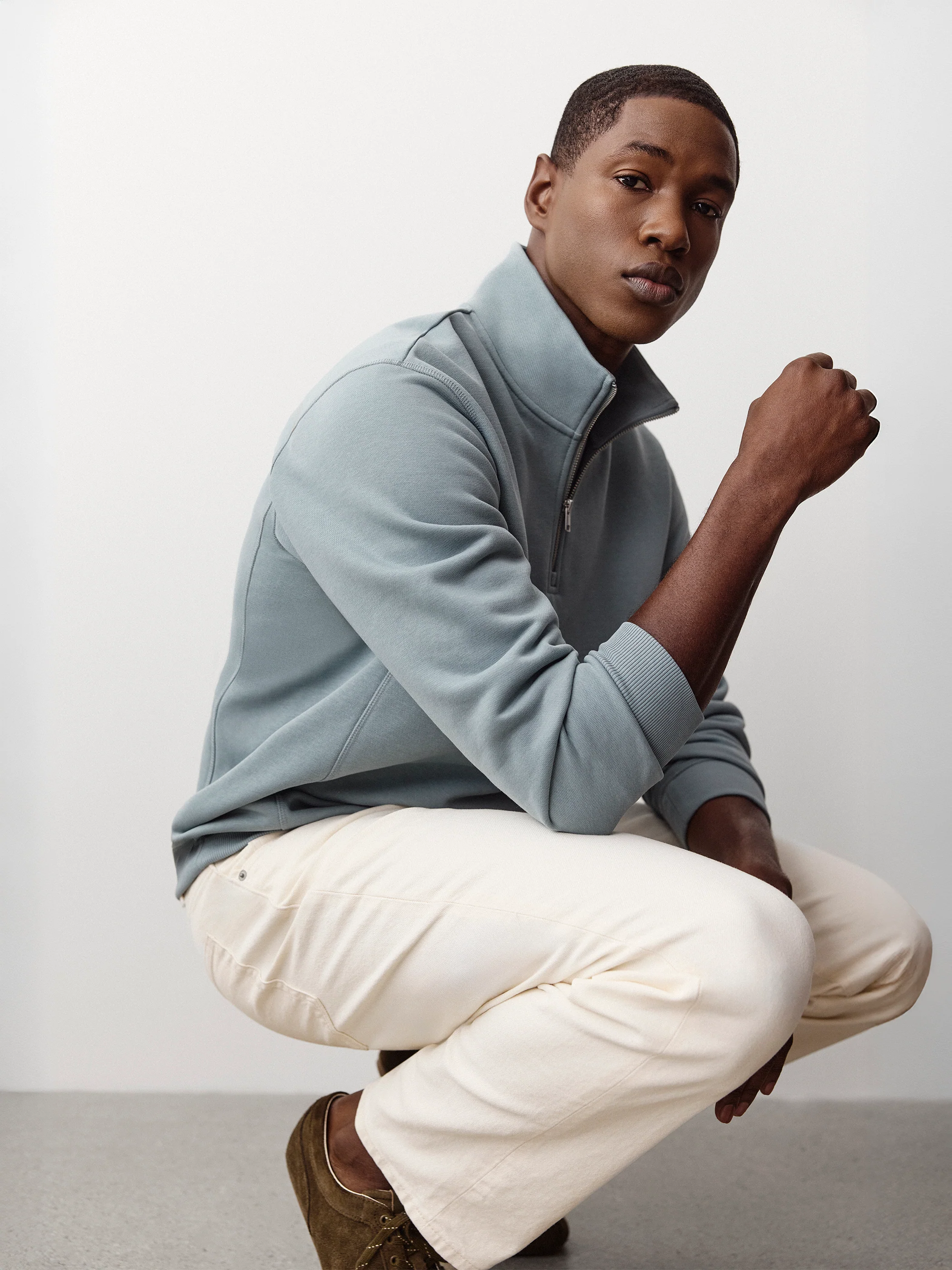 Long-Sleeve Quarter-Zip Mock-Neck Sweater - Image 7