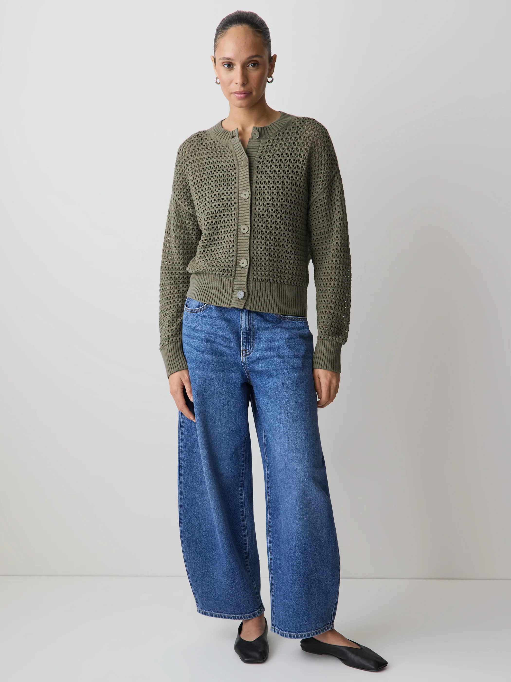 Long-Sleeve Open-Stitch Cardigan - Image 2