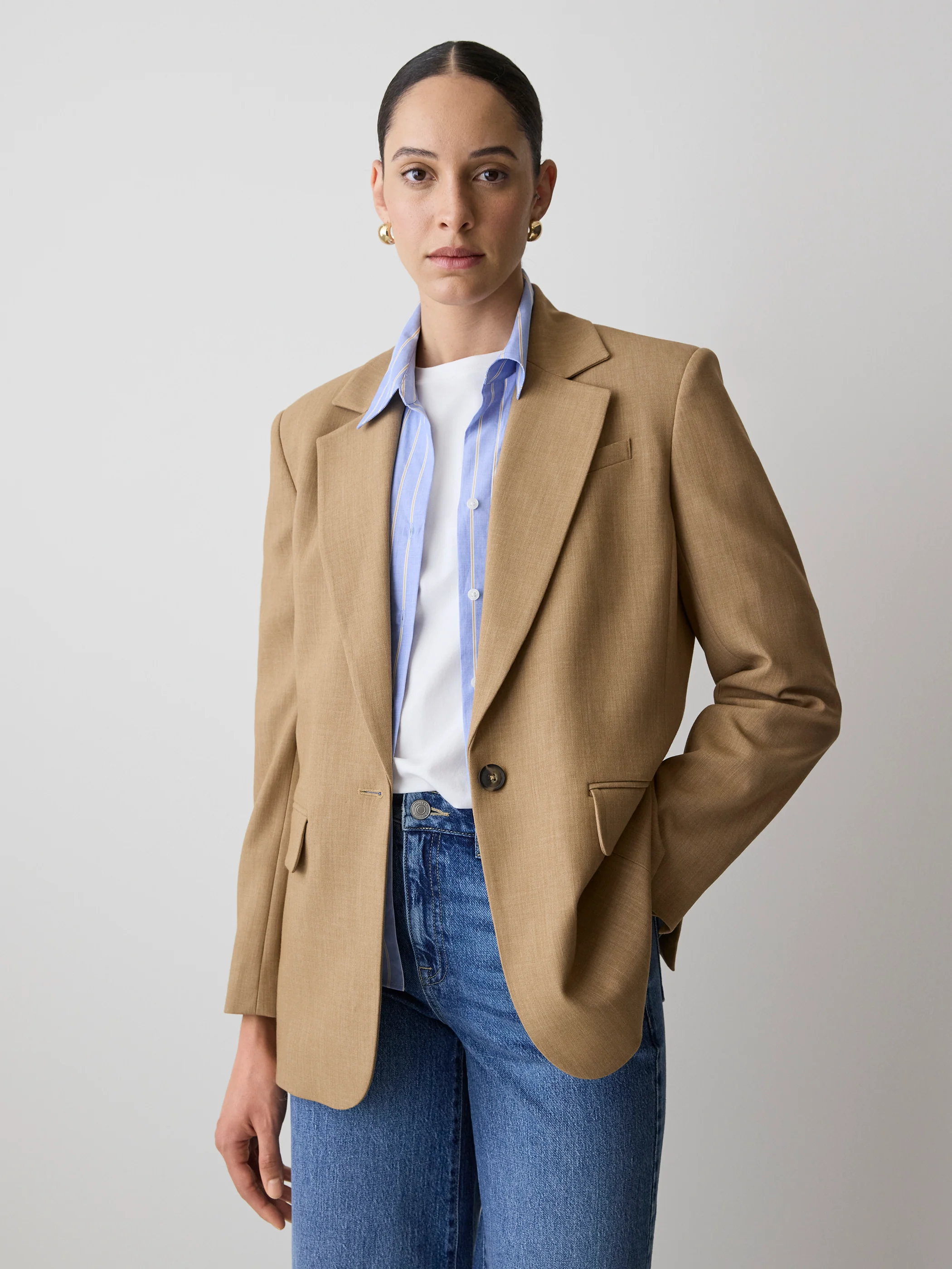 Oversized One-Button Blazer - Image 2