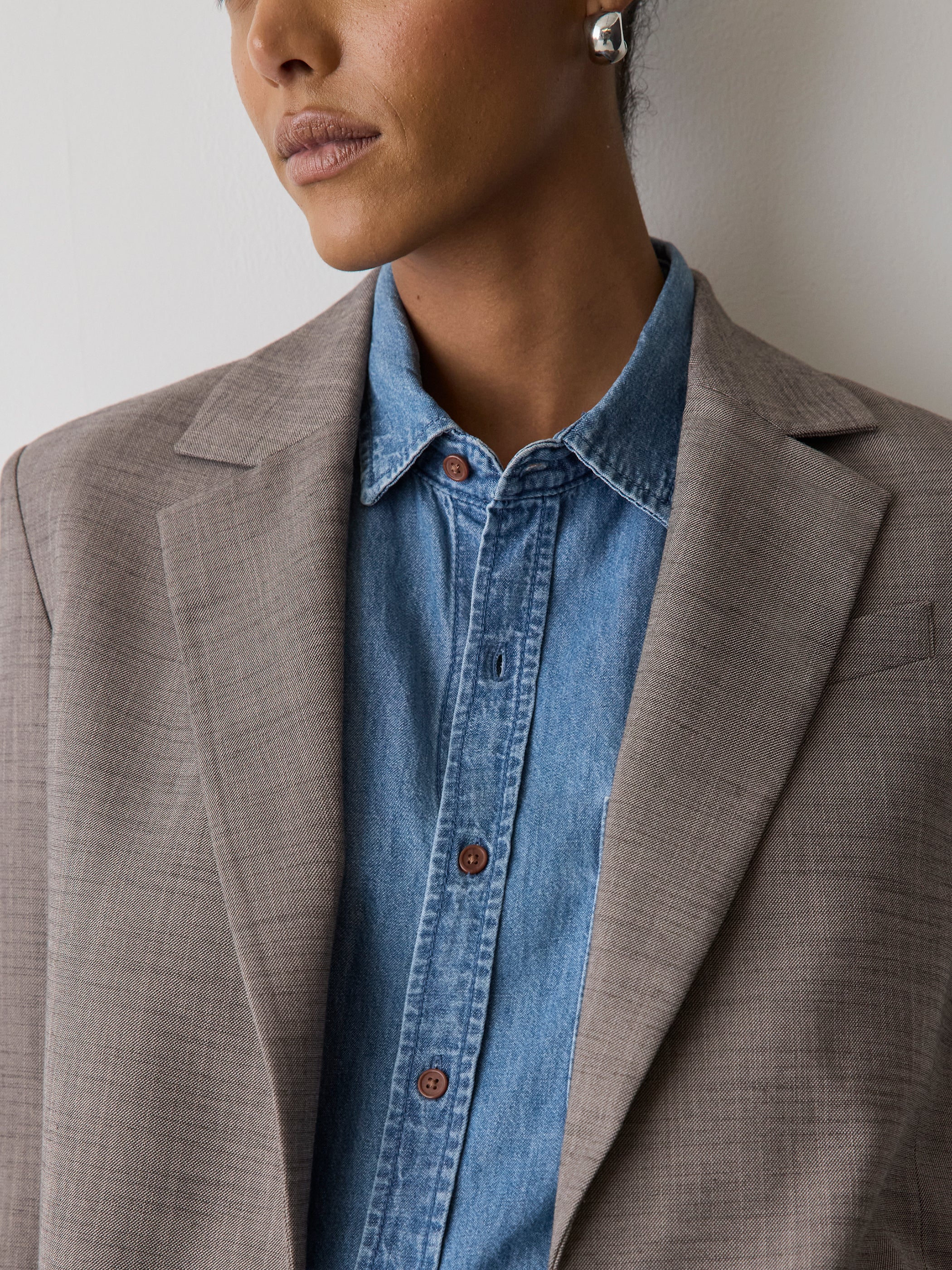 Taupe Oversized One-Button Blazer - Image 4