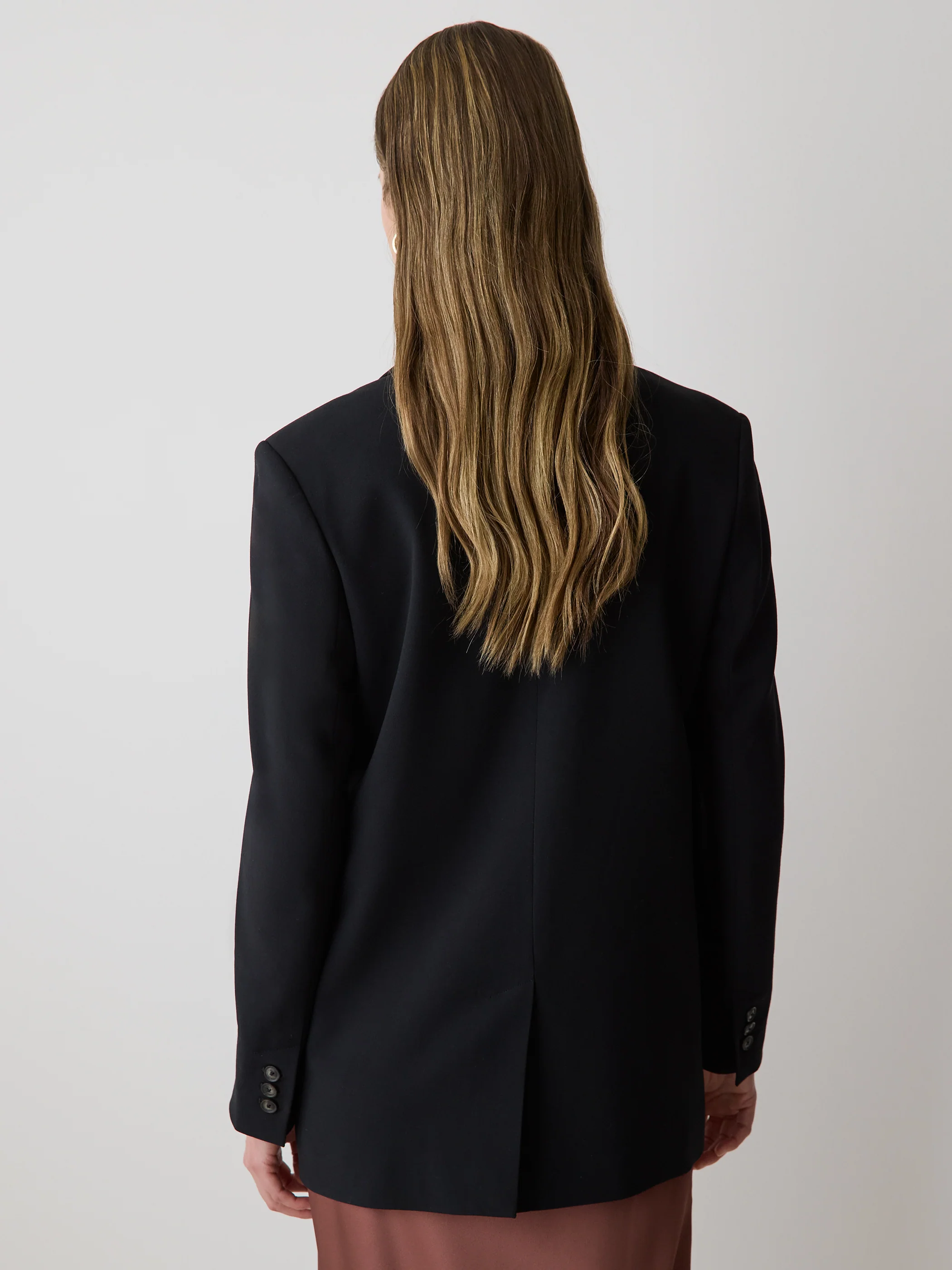 Black Relaxed Fit One-Button Blazer - Image 3