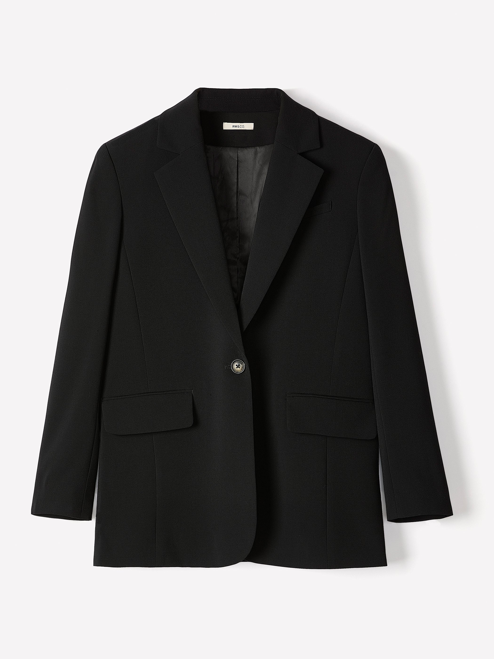 Black Relaxed Fit One-Button Blazer - Image 4