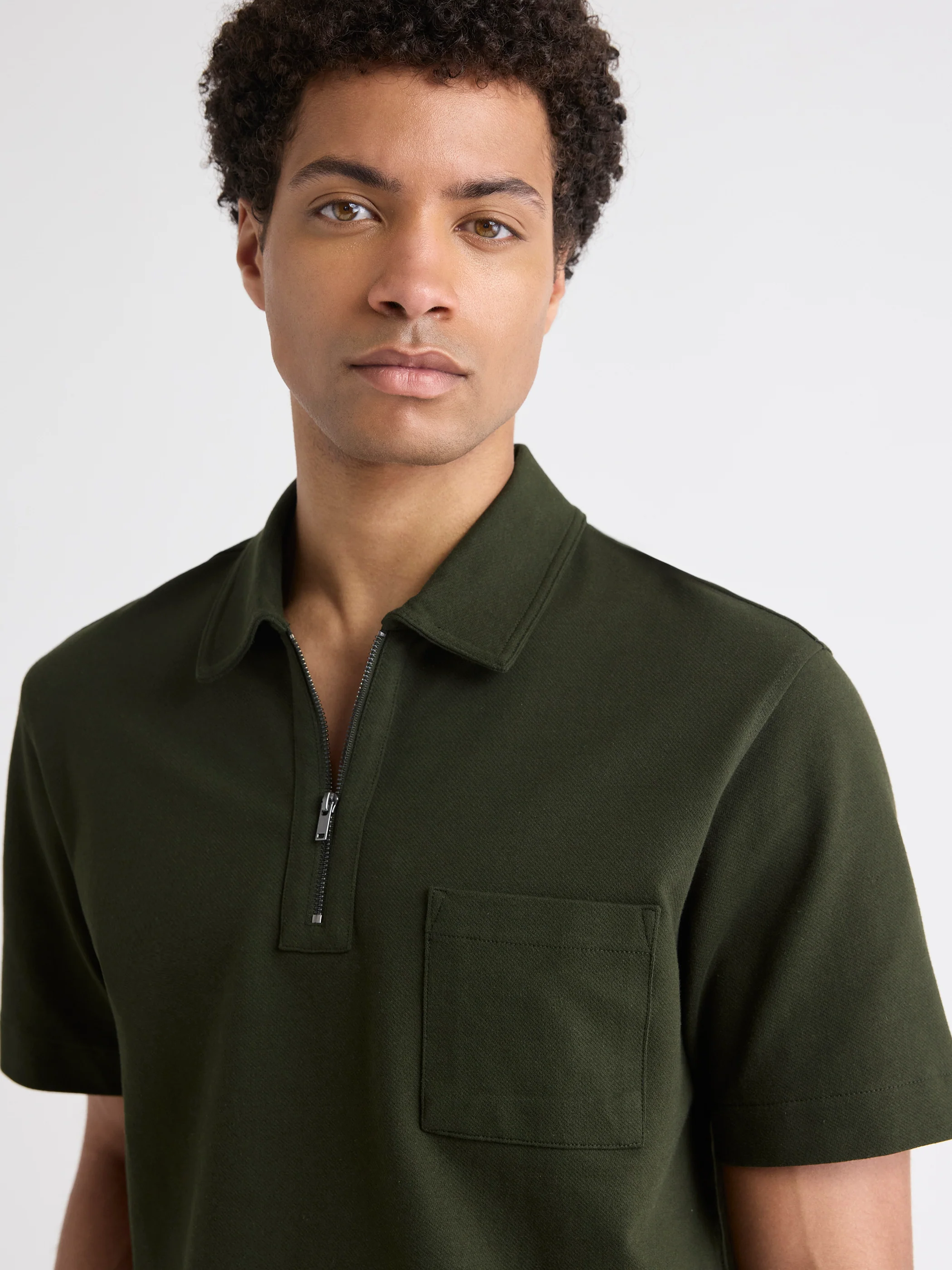 Oversized Short-Sleeve Quarter-Zip Polo - Image 8