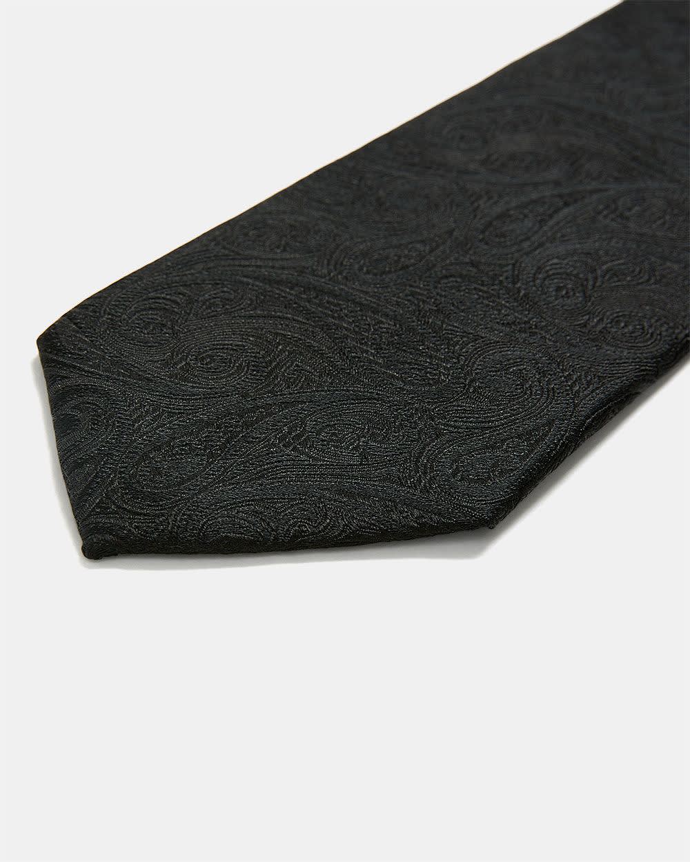 Paisley Black on Black Regular Tie - Image 4
