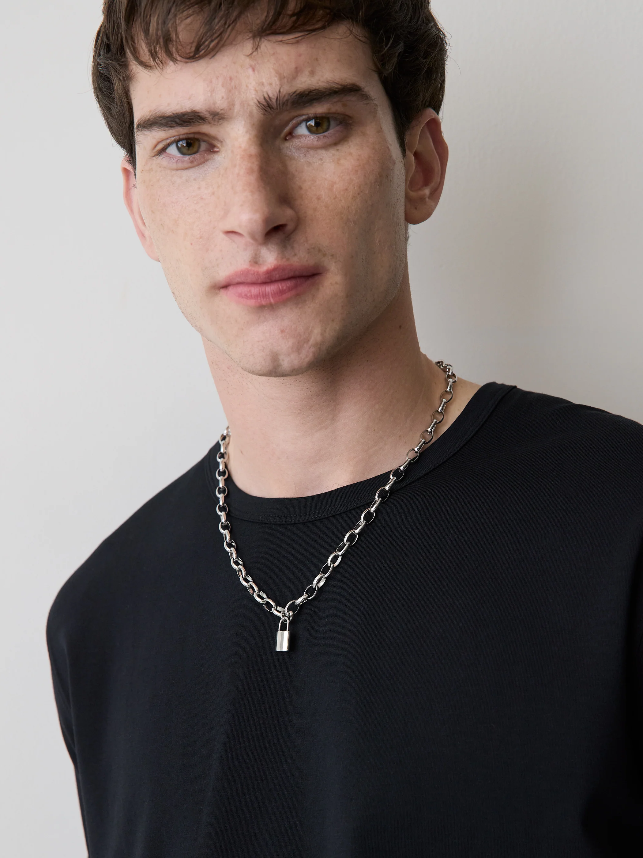Stainless Steel Necklace with Lock Pendant - Image 2