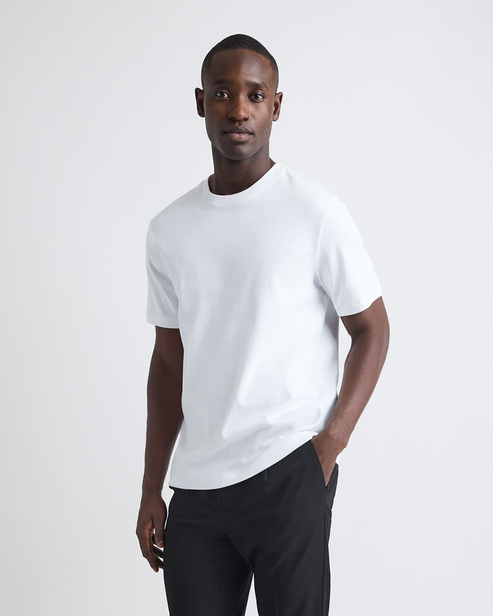 Refined Solid Interlock Cotton Crew-Neck Tee - Image 10