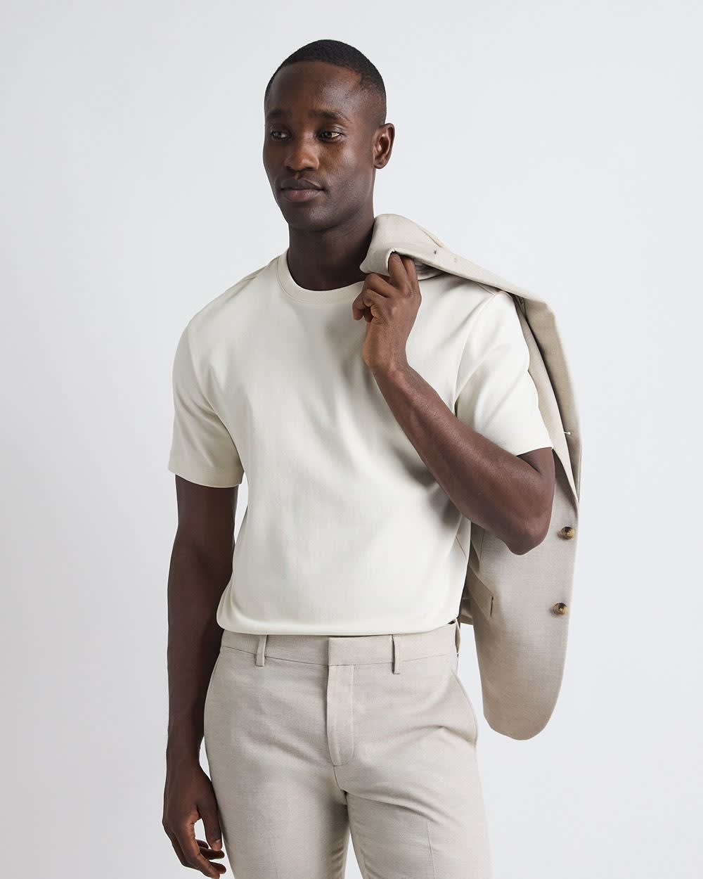 Refined Solid Interlock Cotton Crew-Neck Tee - Image 11