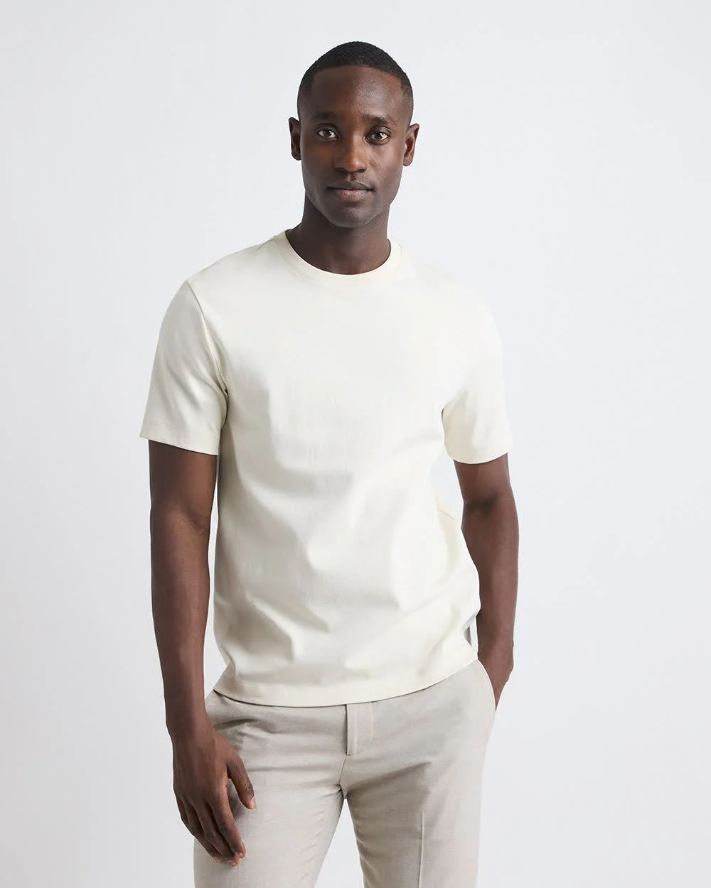 Refined Solid Interlock Cotton Crew-Neck Tee - Image 15