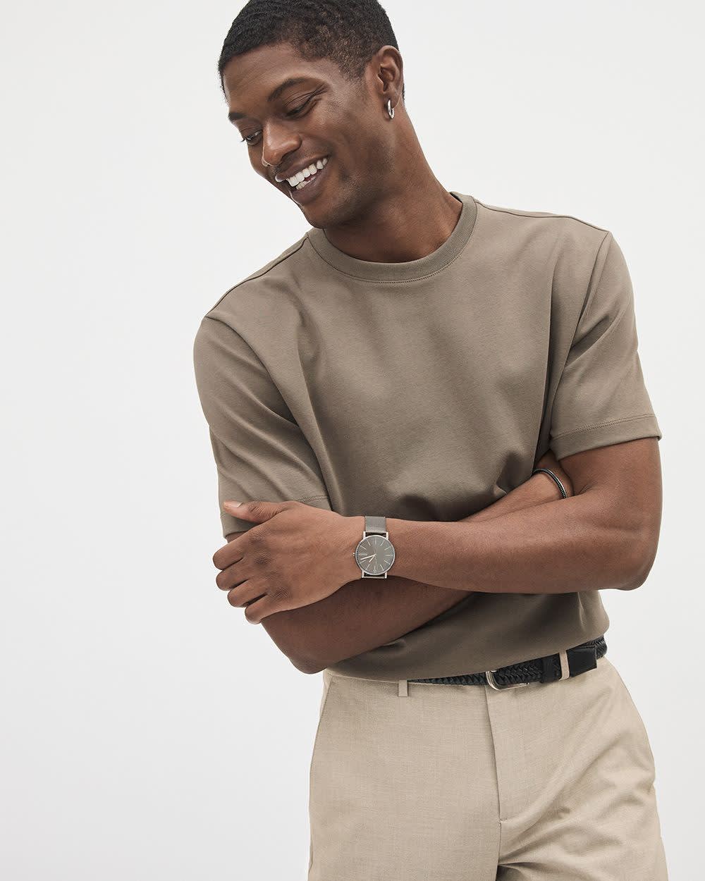 Refined Solid Interlock Cotton Crew-Neck Tee - Image 16