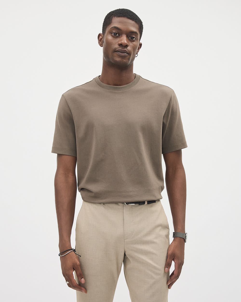 Refined Solid Interlock Cotton Crew-Neck Tee - Image 19
