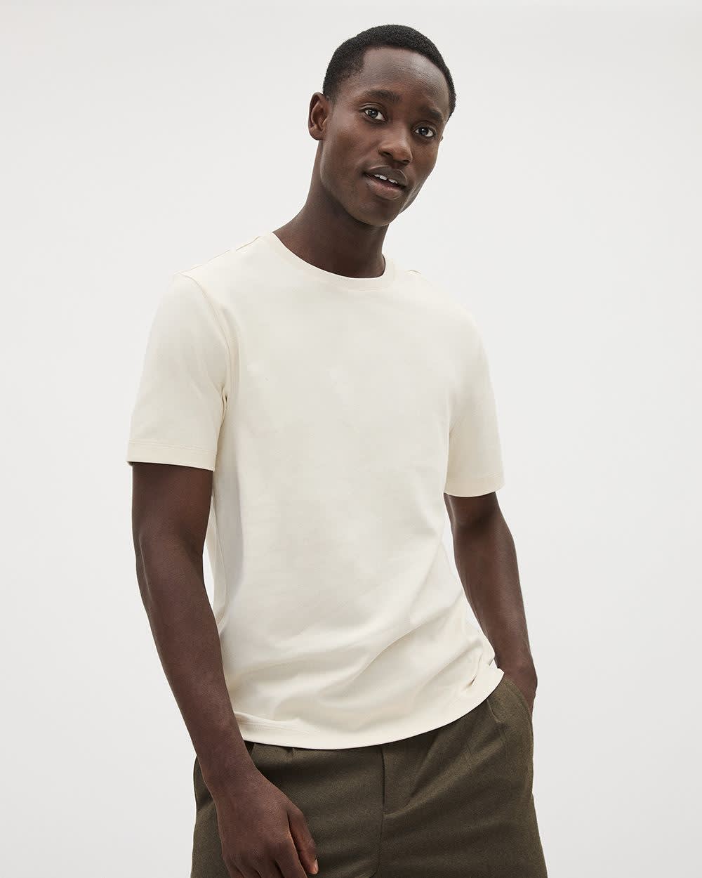 Refined Solid Interlock Cotton Crew-Neck Tee - Image 21