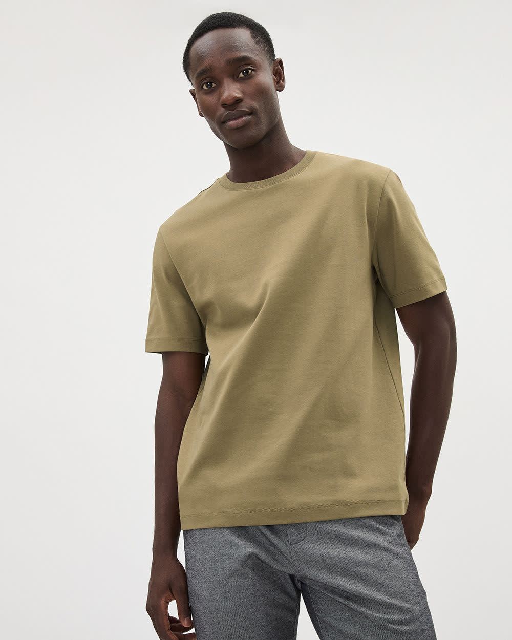 Refined Solid Interlock Cotton Crew-Neck Tee - Image 25