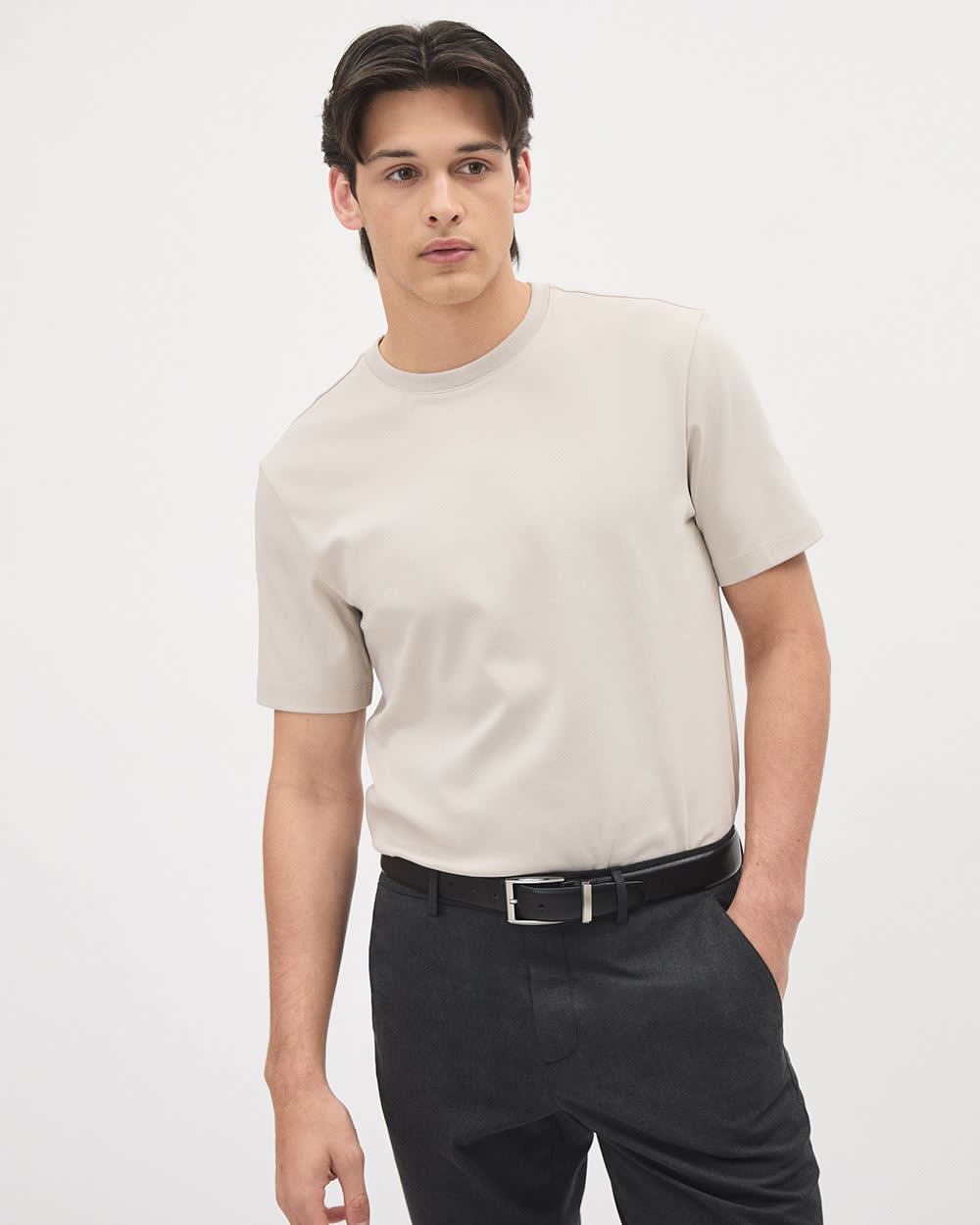 Refined Solid Interlock Cotton Crew-Neck Tee - Image 29