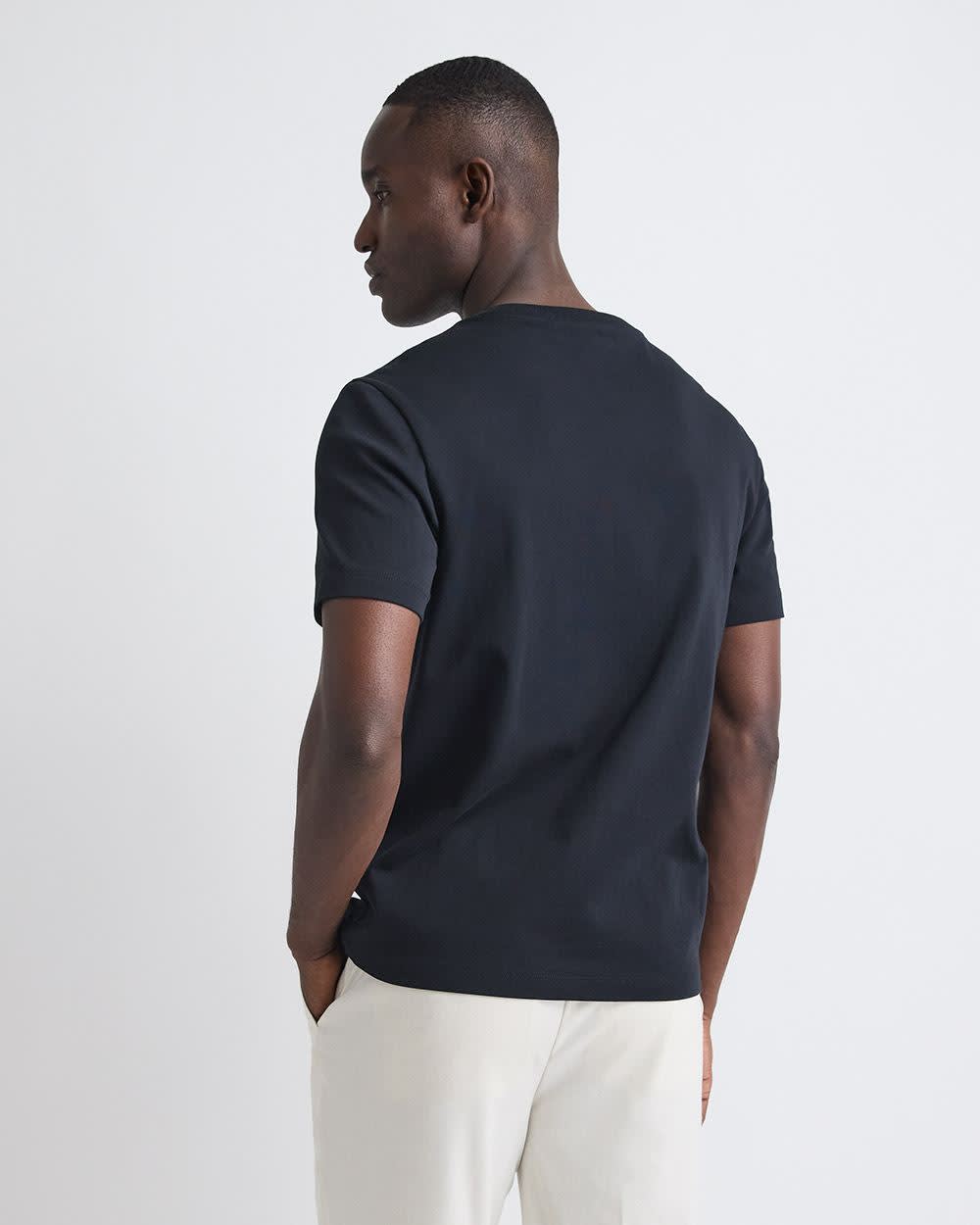 Refined Solid Interlock Cotton Crew-Neck Tee - Image 3