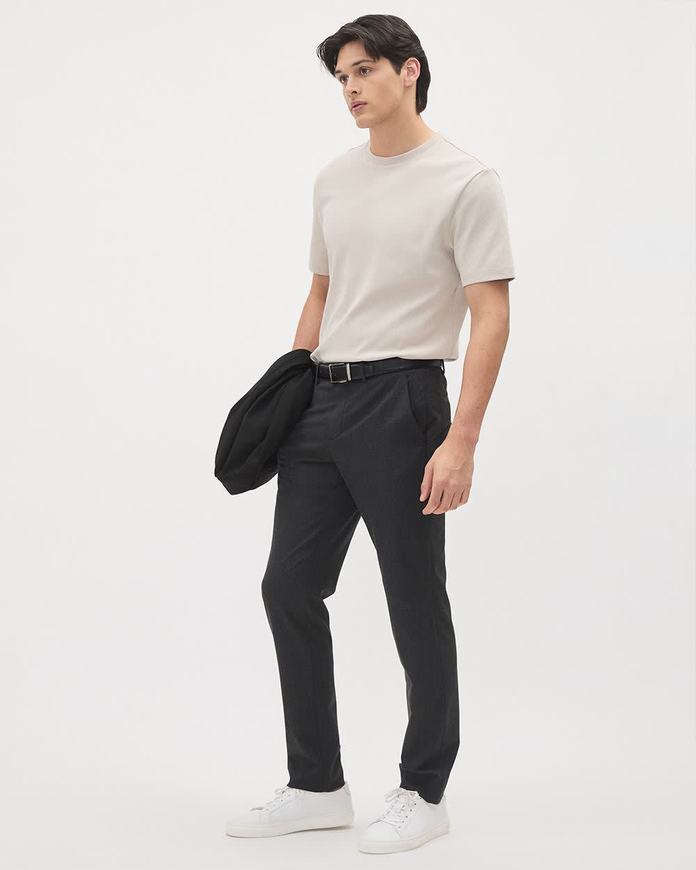 Refined Solid Interlock Cotton Crew-Neck Tee - Image 30