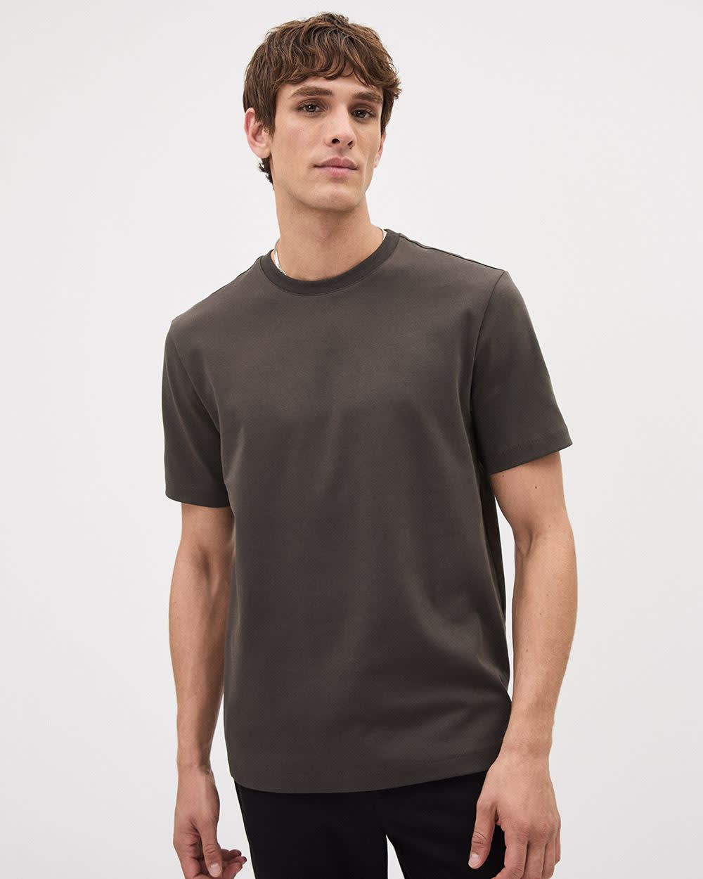 Refined Solid Interlock Cotton Crew-Neck Tee - Image 33