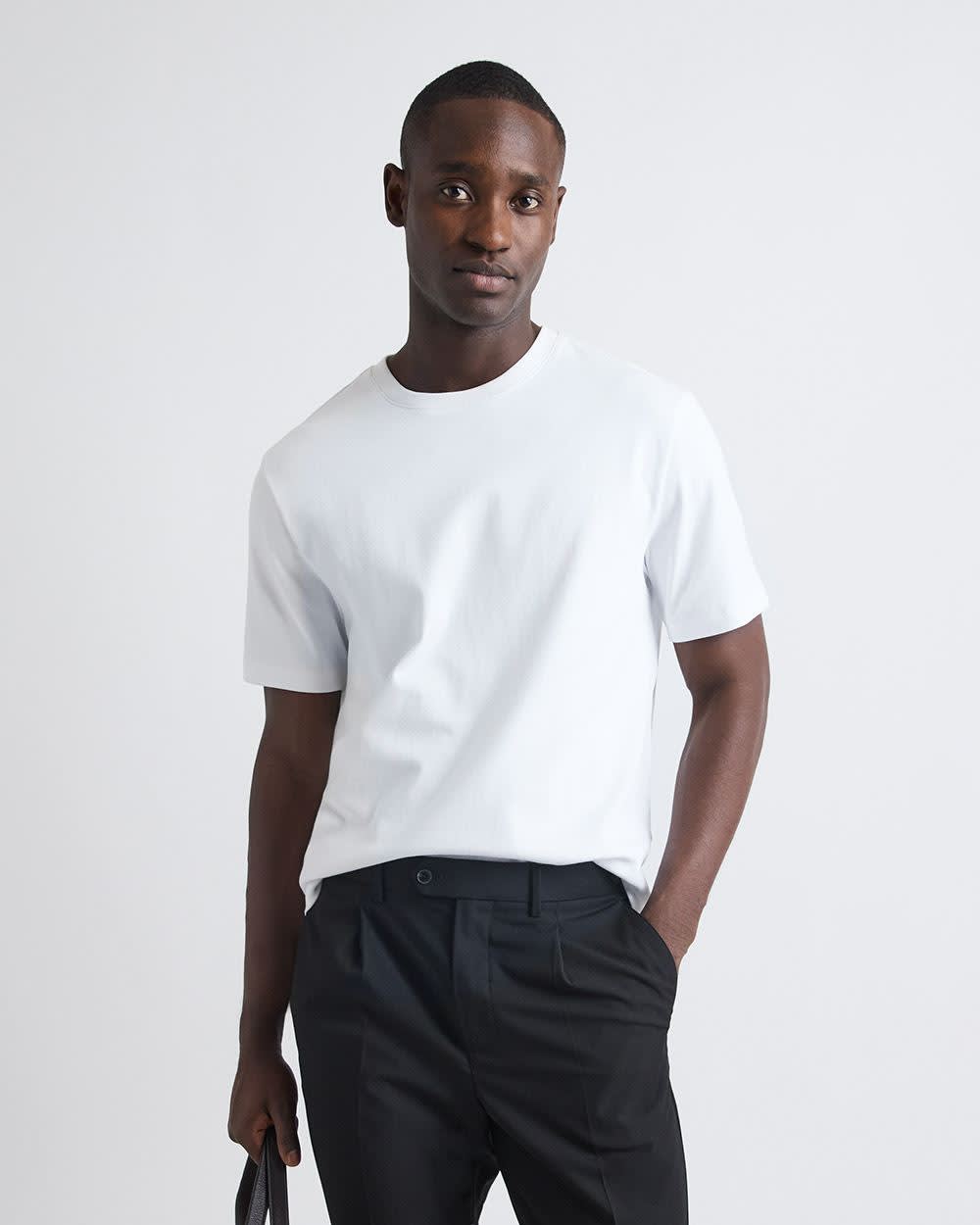 Refined Solid Interlock Cotton Crew-Neck Tee - Image 5