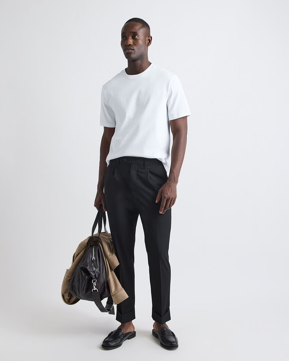 Refined Solid Interlock Cotton Crew-Neck Tee - Image 6