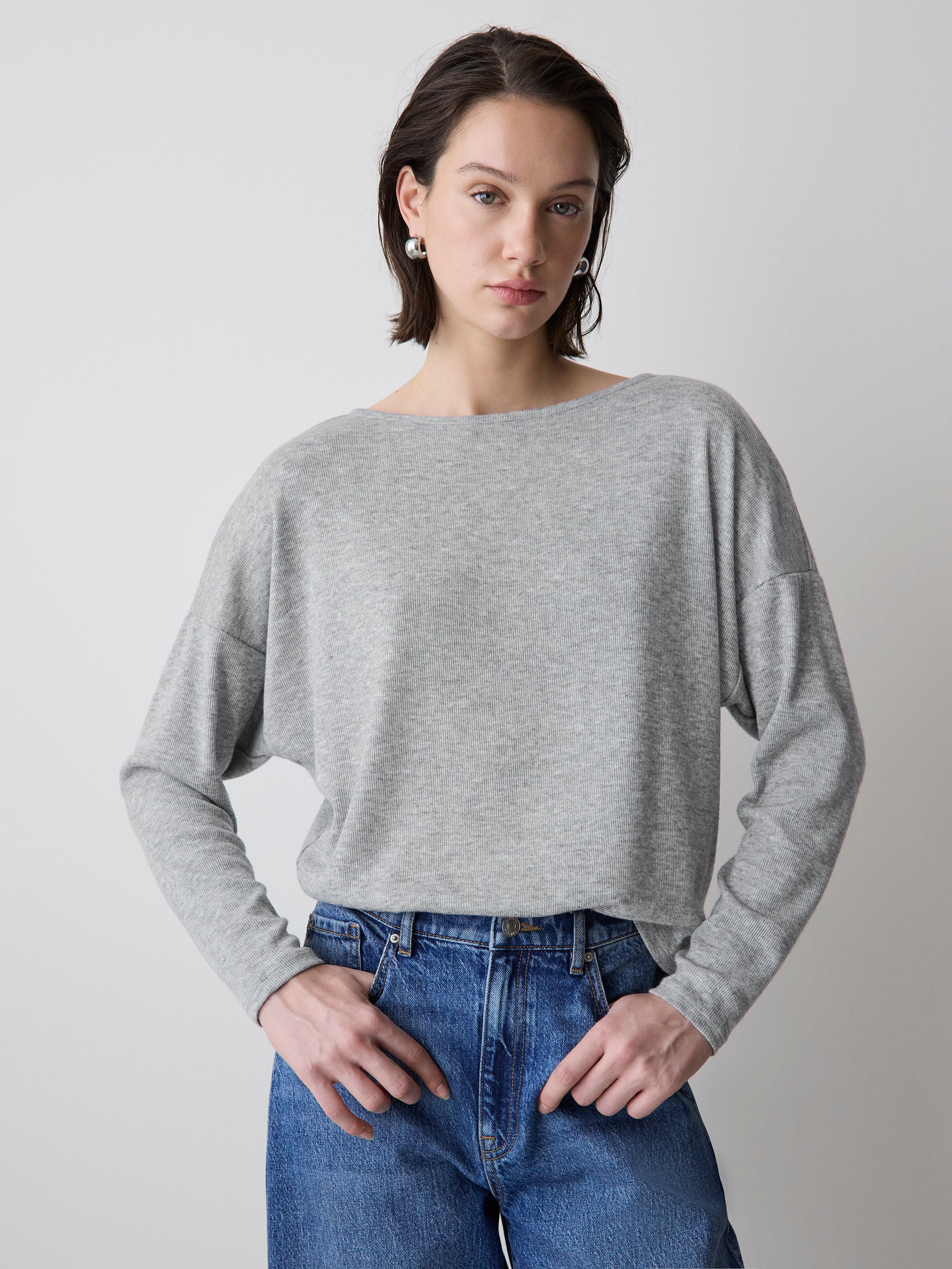 Long-Sleeve Crew-Neck Ribbed Top - Image 6