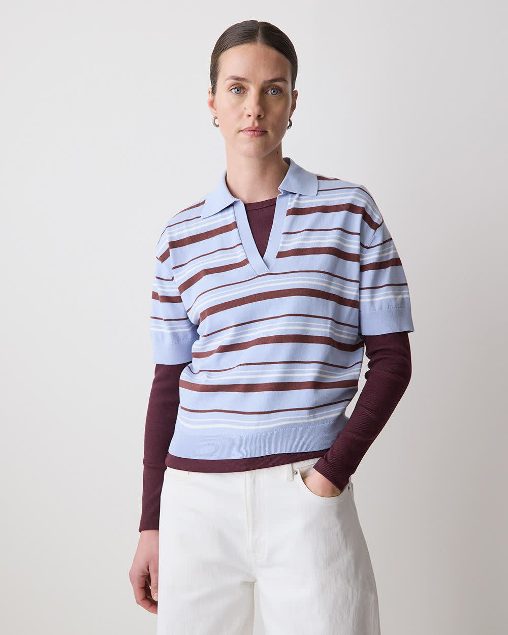 Short-Sleeve Polo Sweater - Image 8