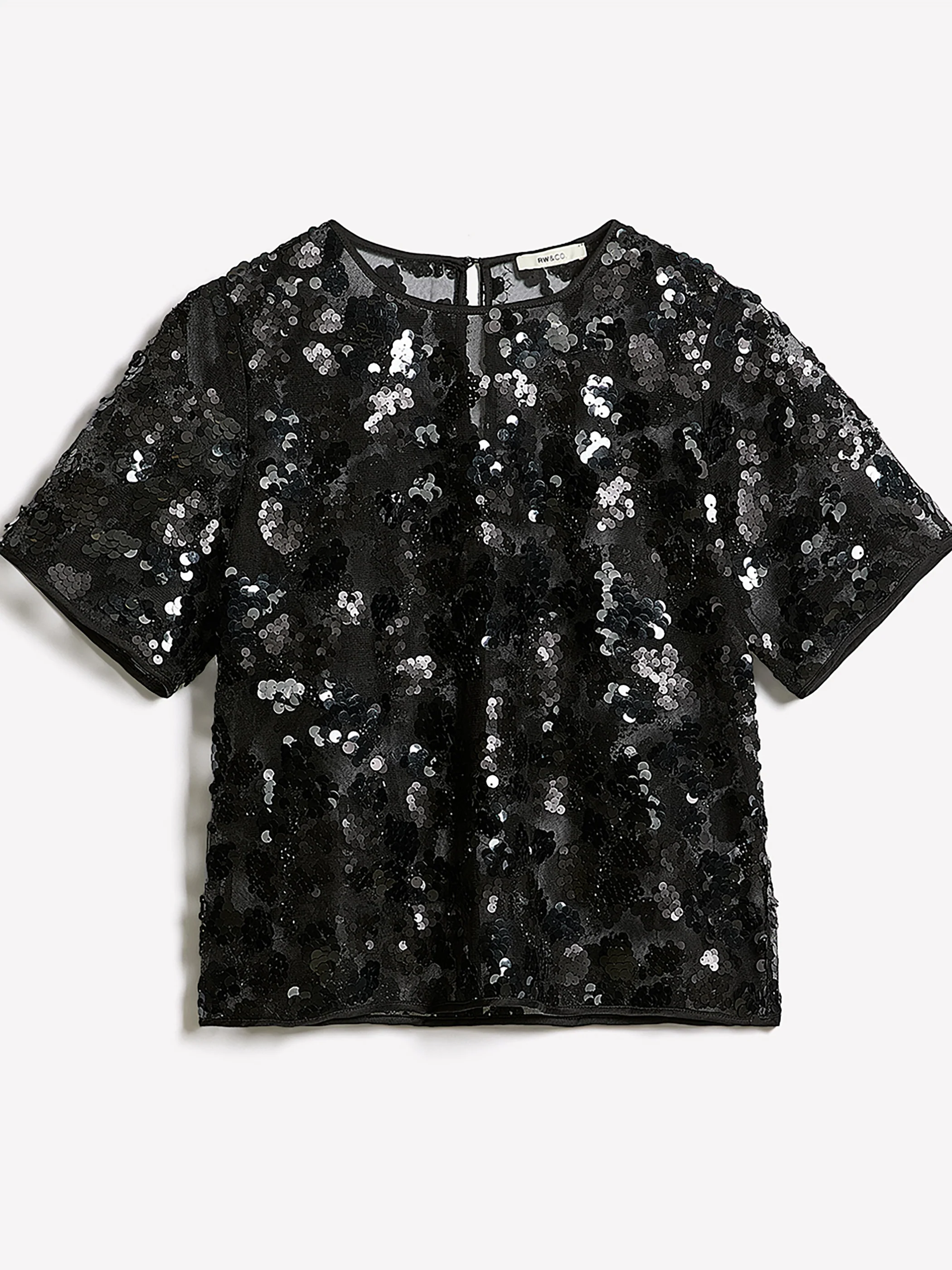 Short-Sleeve Crew-Neck Sequins Popover Blouse - Image 4