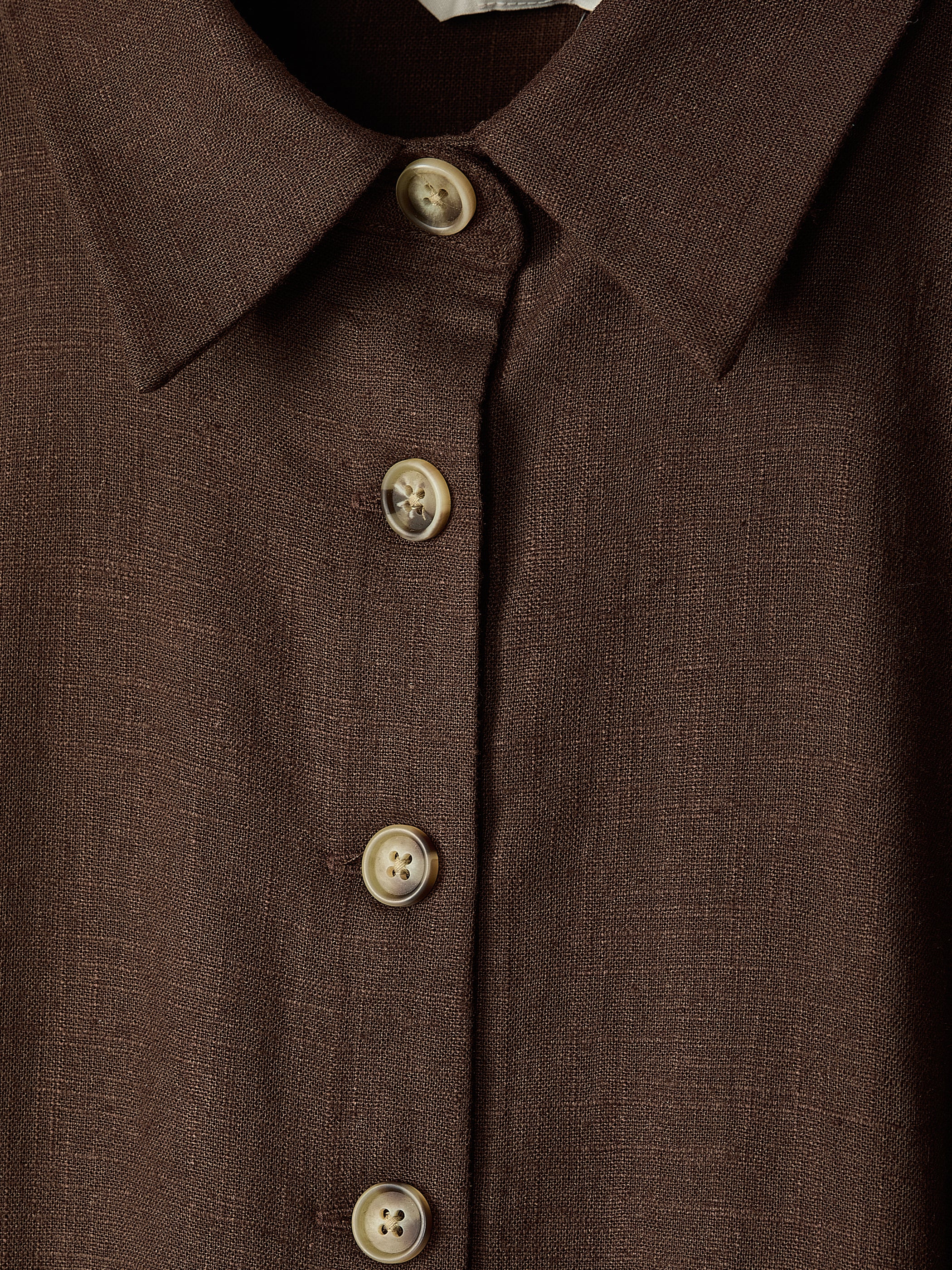 Short-Sleeve Linen-Blend Midi Dress with Shirt Collar - Image 5