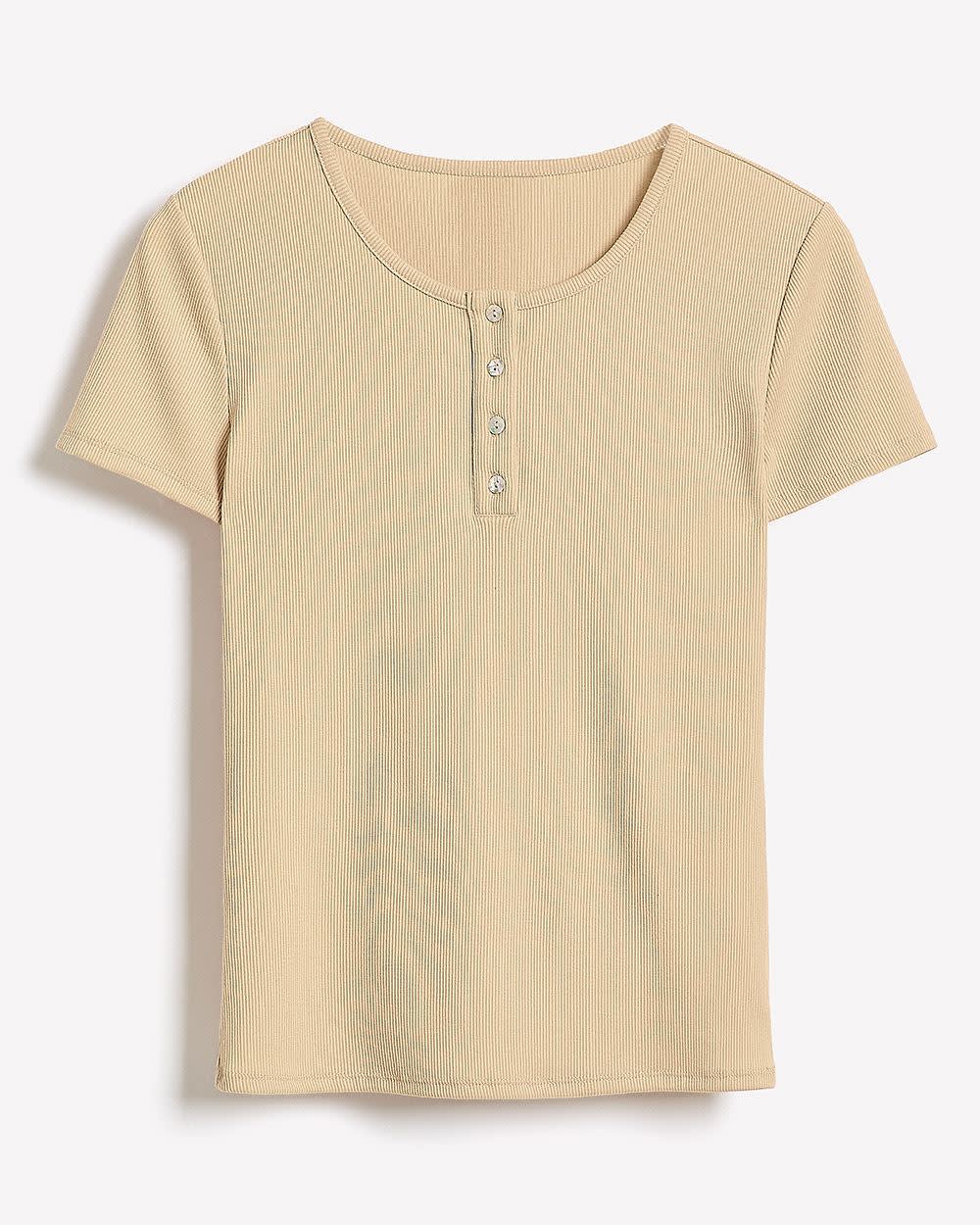 Short-Sleeve Ribbed Henley Top - Image 9