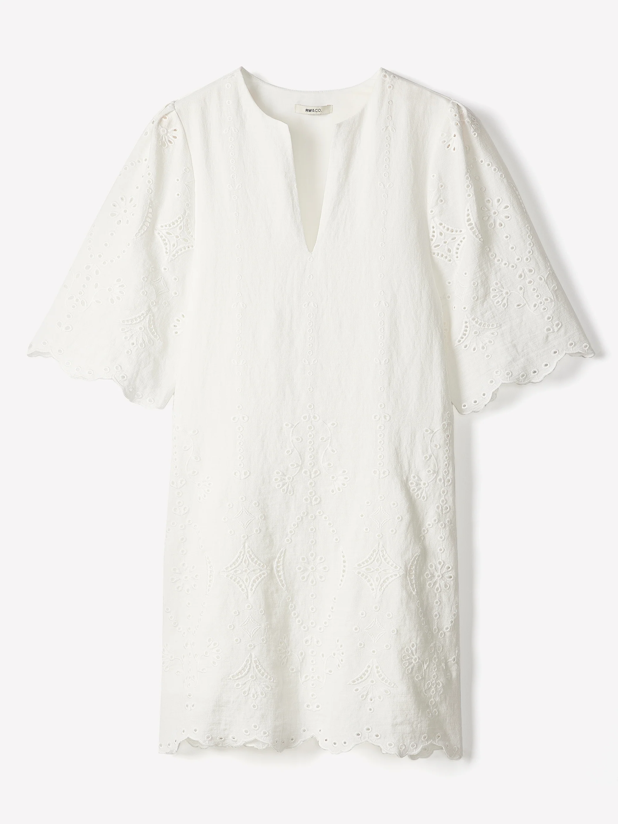 Split-Neck Flare Mini Dress with Embroideries - Image 6