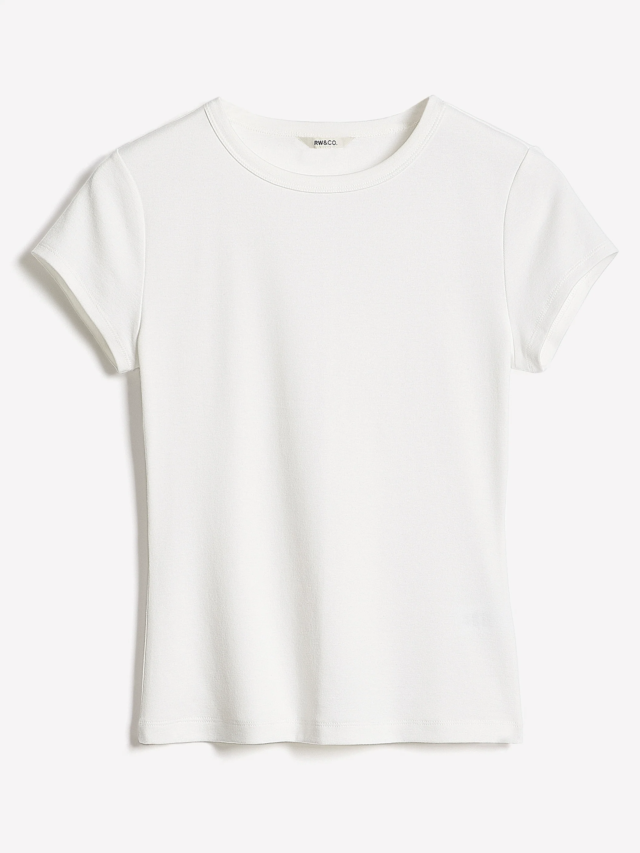 Short-Sleeve Crew-Neck Ribbed Basic Tee - Image 11