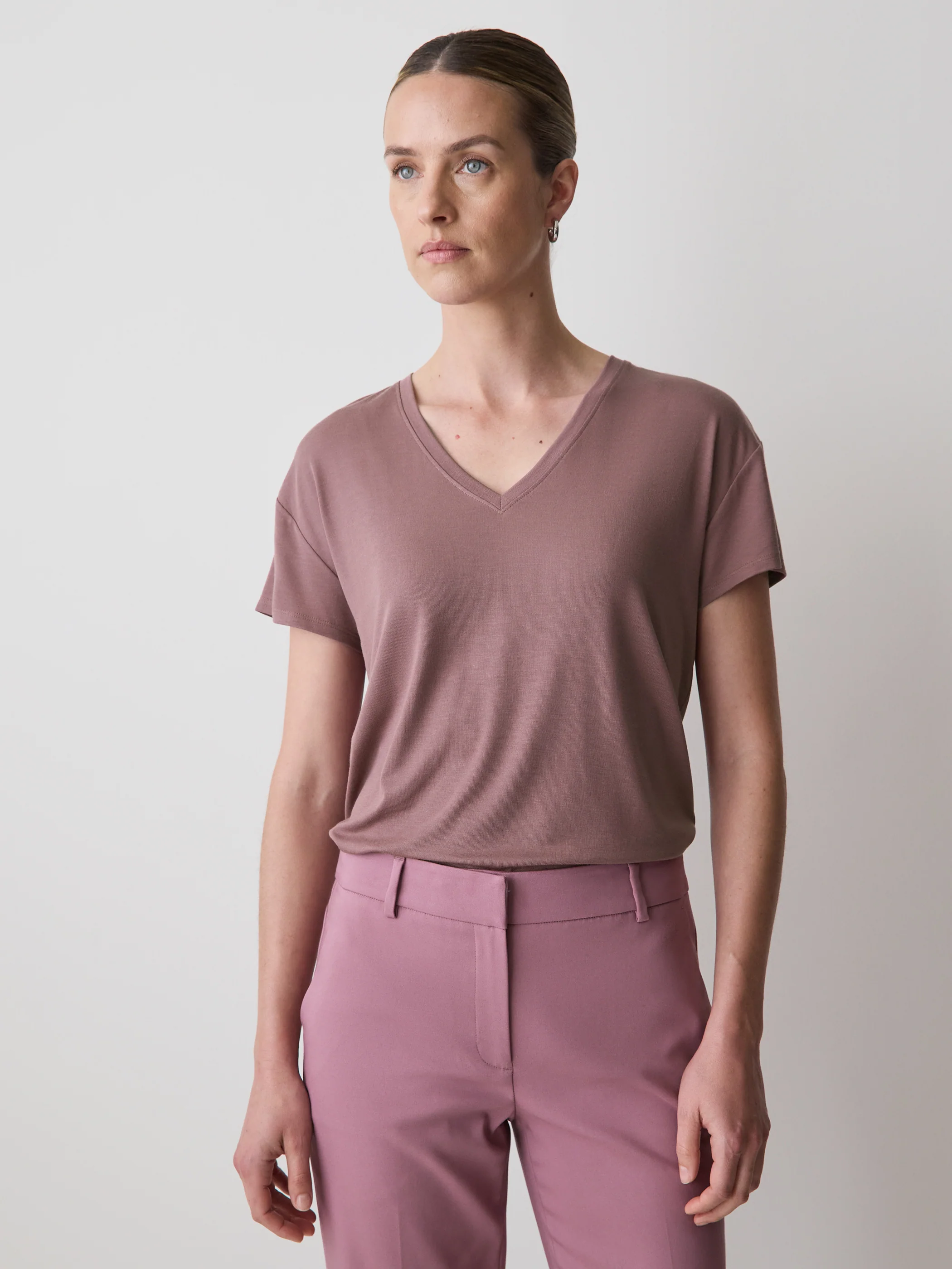 V-Neck Silk-Blend Tee - Image 11