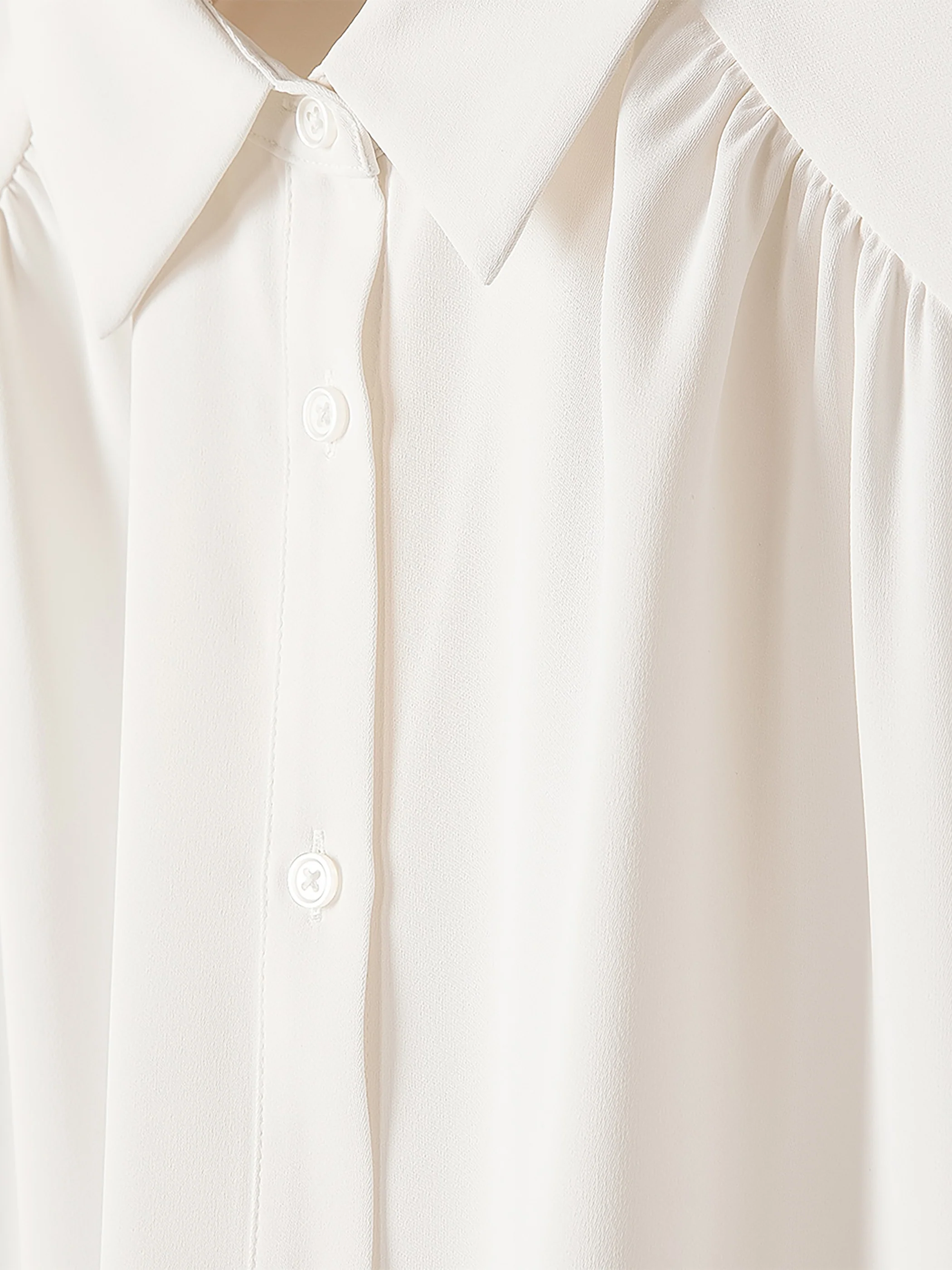 Silky Crepe Short-Sleeve Buttoned-Down Blouse - Image 11