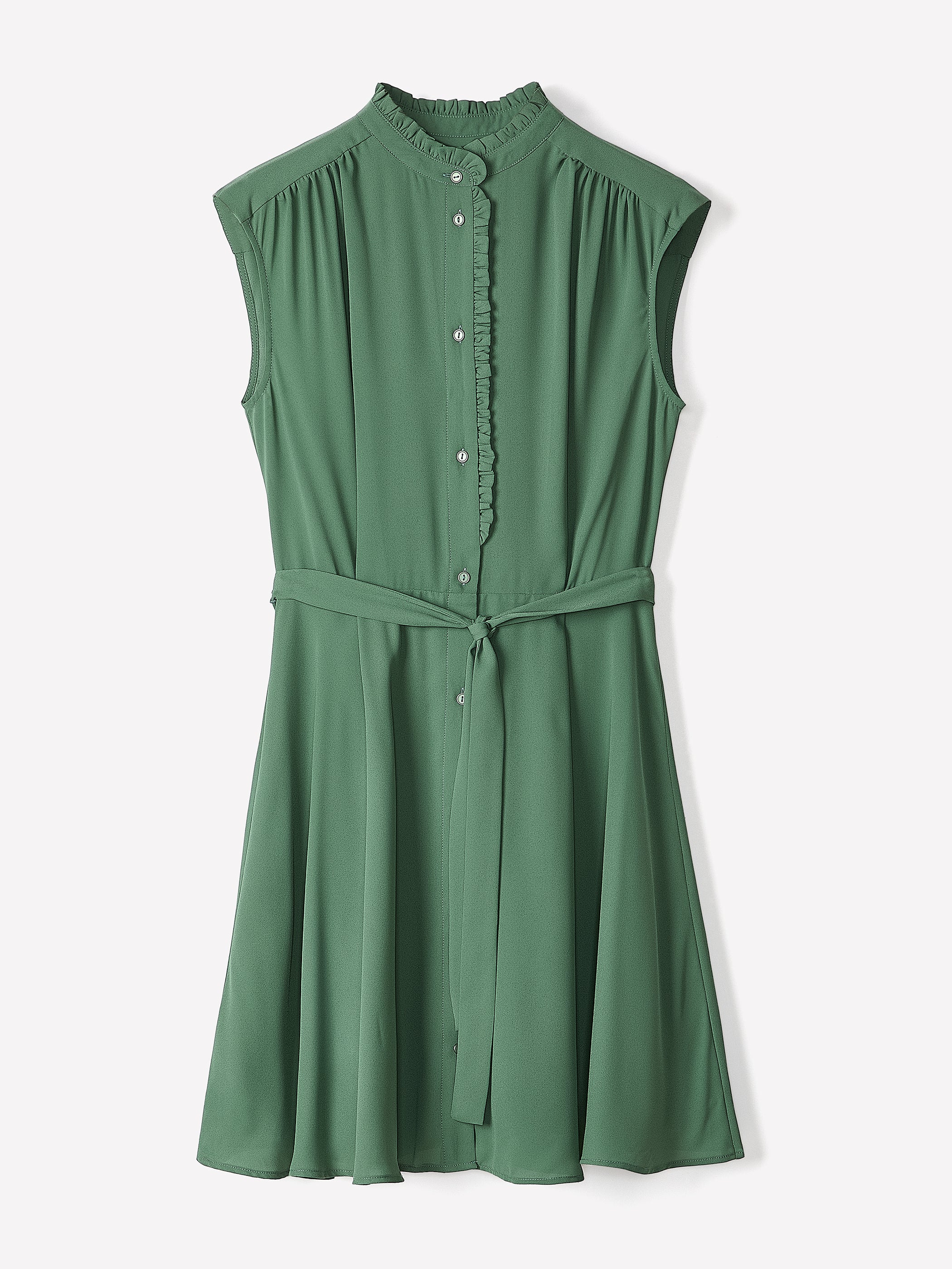 Sleeveless Mock-Neck Buttoned-Down Mini Dress - Image 6