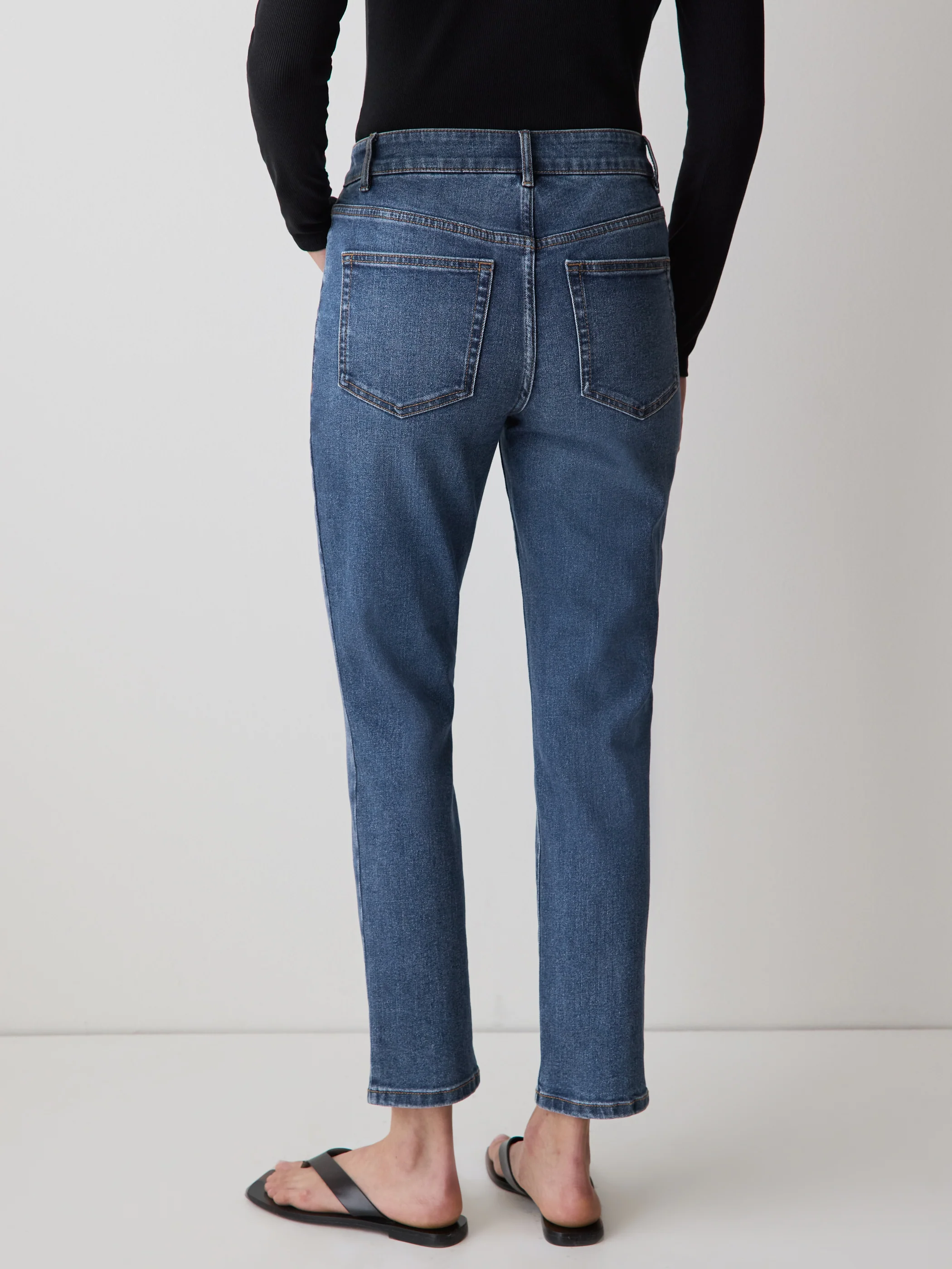 Deep-Blue Mid-Rise Skinny Jeans - Image 3