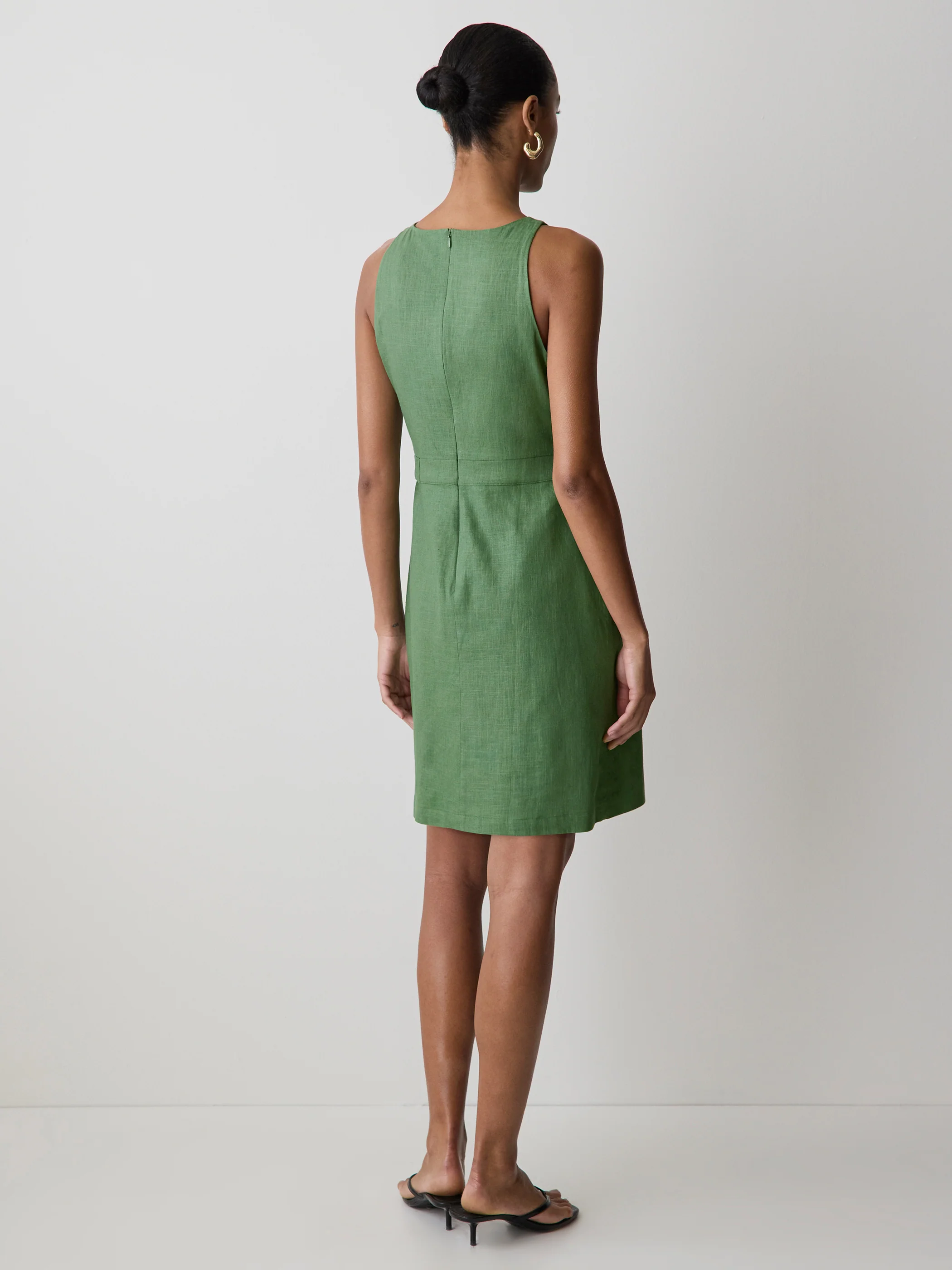 Sleeveless Boat-Neck Linen-Blend Midi Dress - Image 16