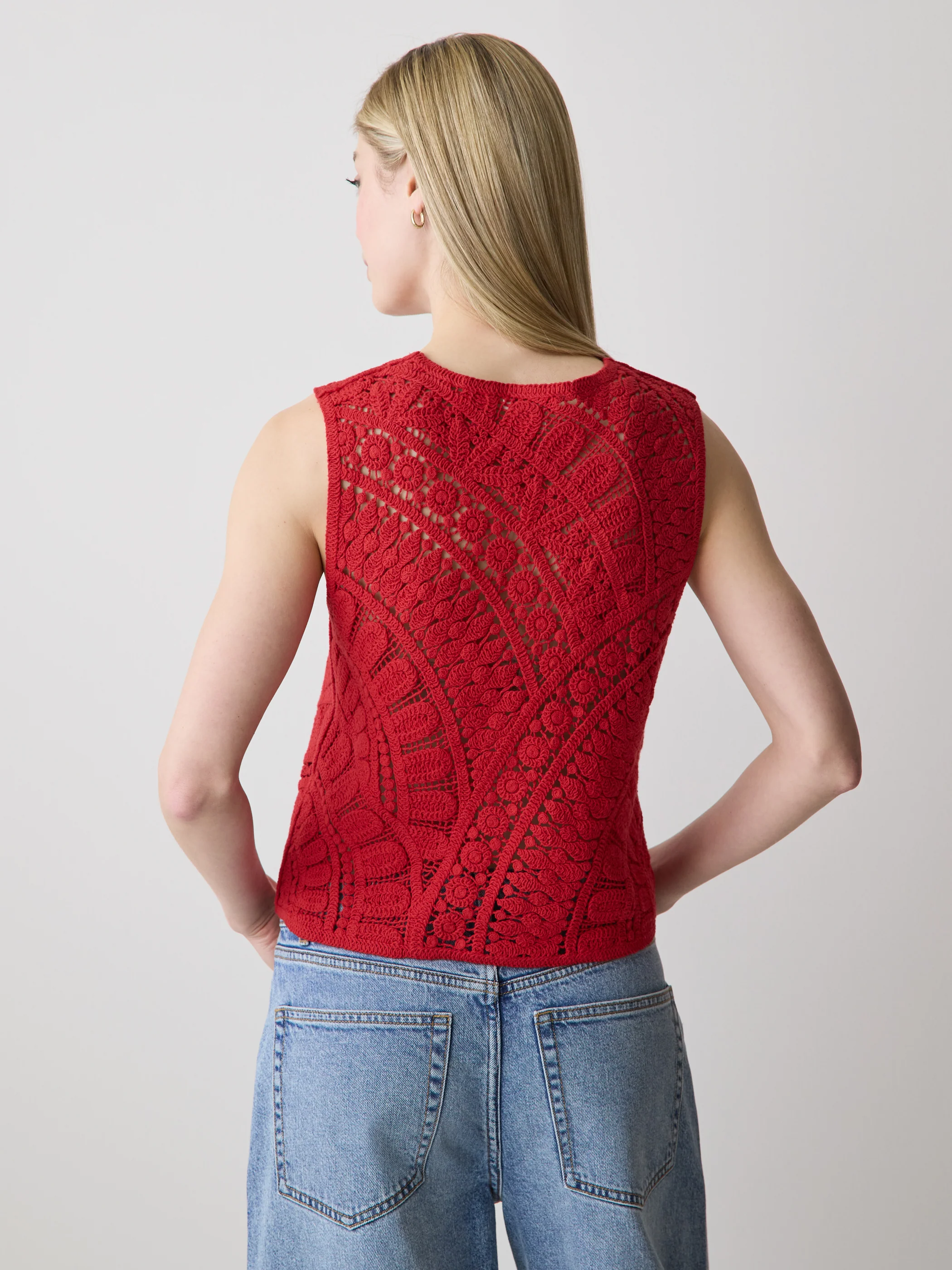 Buttoned-Down Crochet Tank Top - Image 3