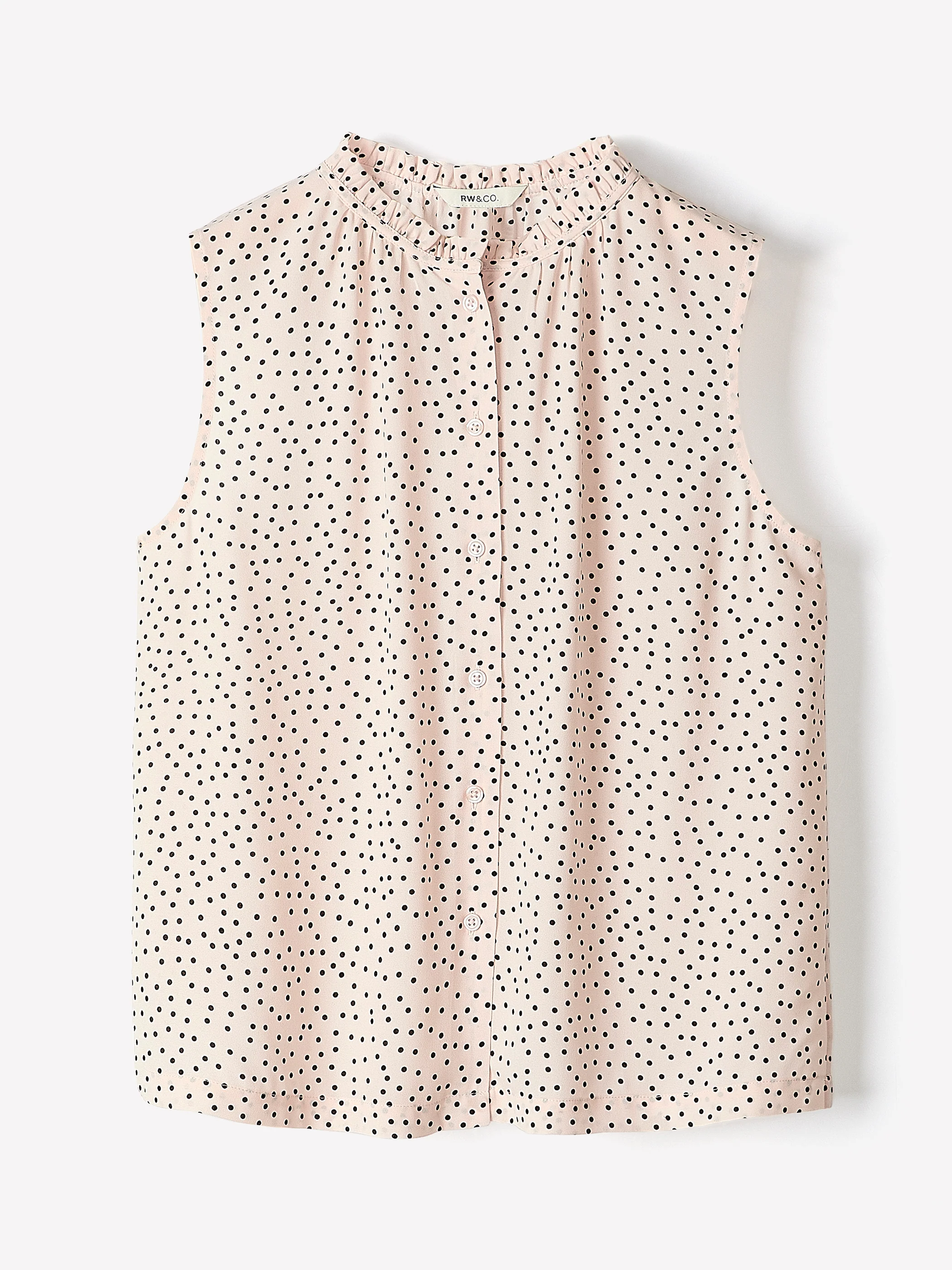 Sleeveless Buttoned-Down Blouse with Ruffled Trim - Image 18