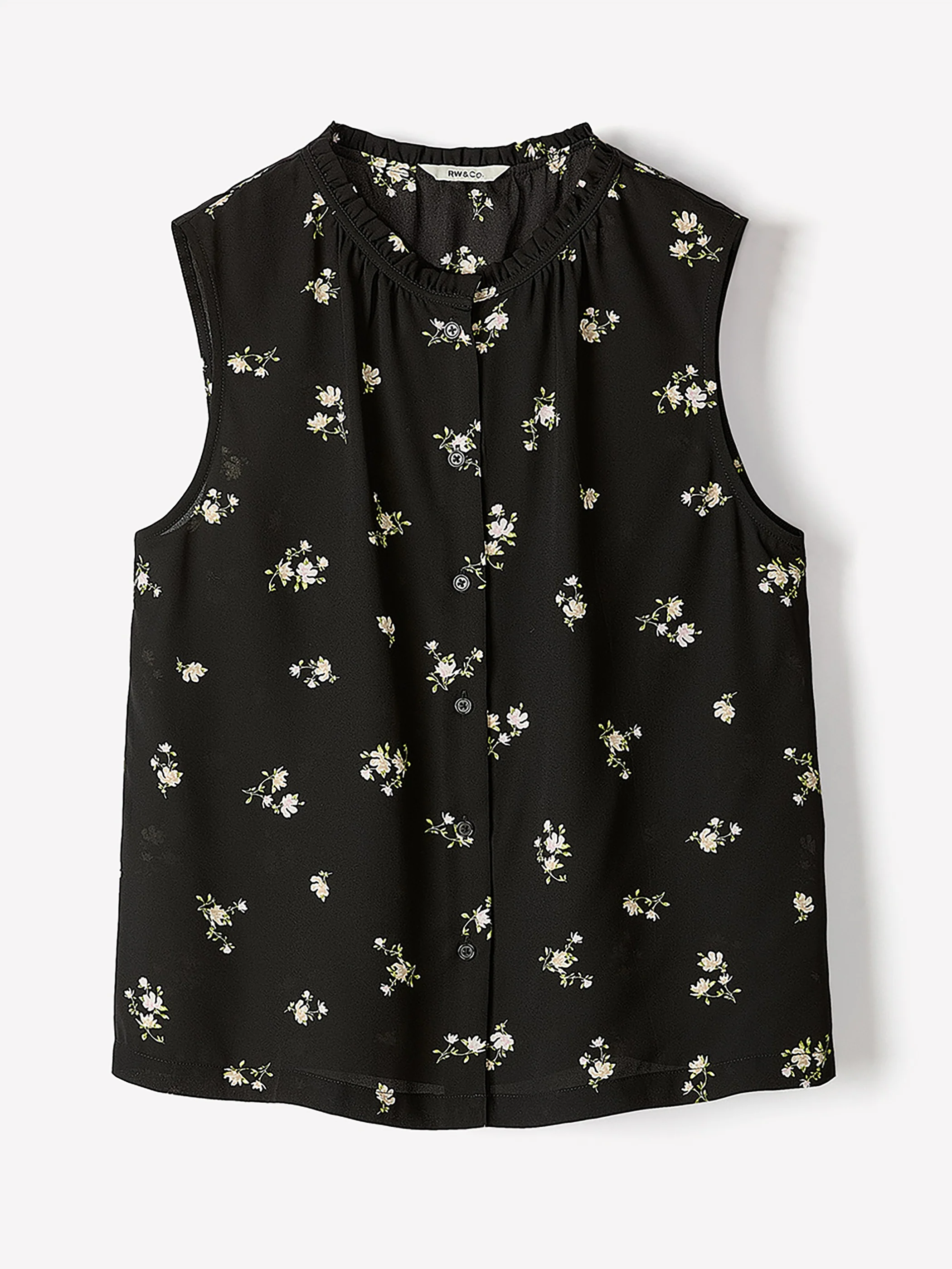 Sleeveless Buttoned-Down Blouse with Ruffled Trim - Image 23