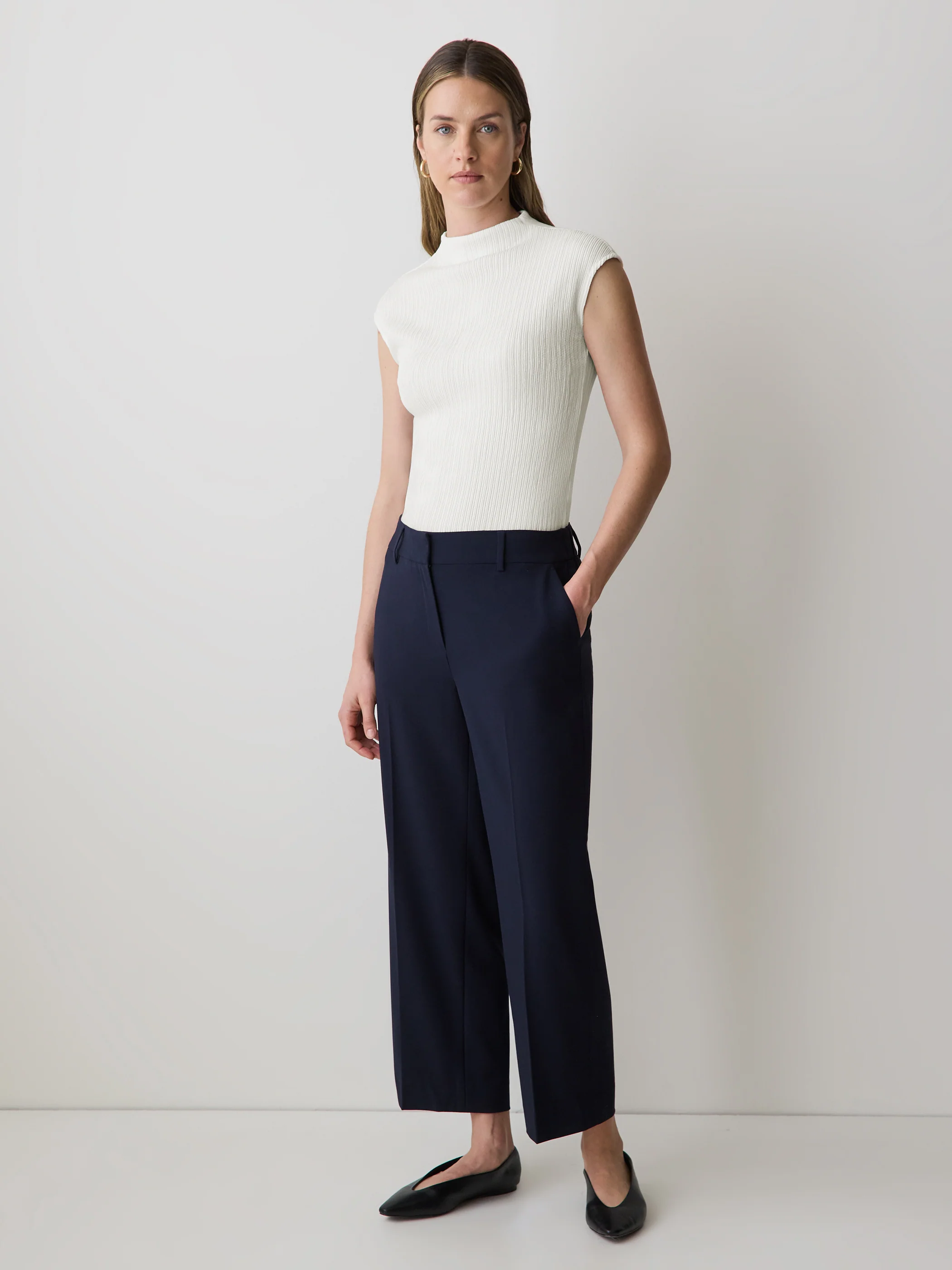 Sleeveless Funnel-Neck Textured Top - Image 2