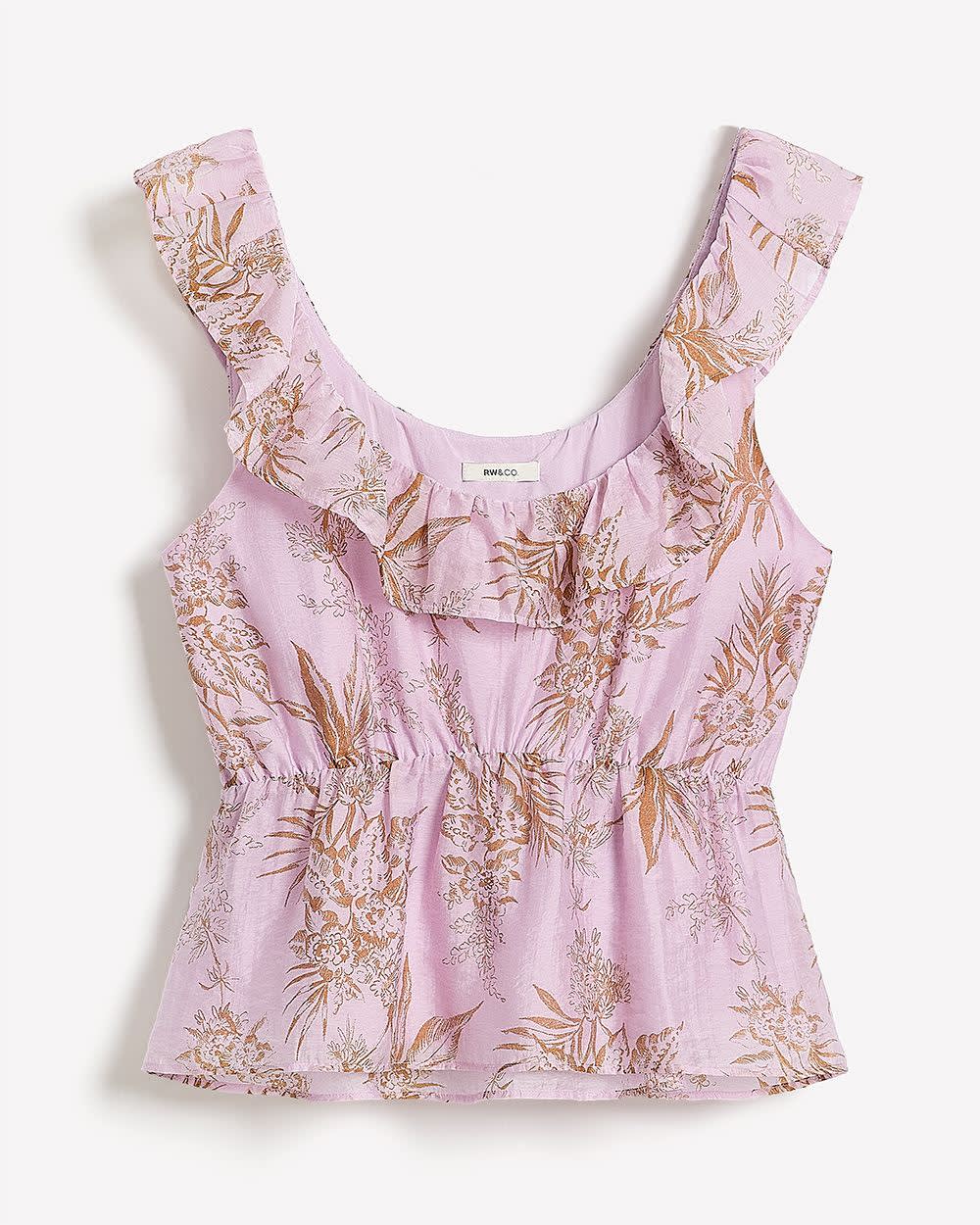 Sleeveless U-Neck Empire-Cut Blouse with Ruffles - Image 10