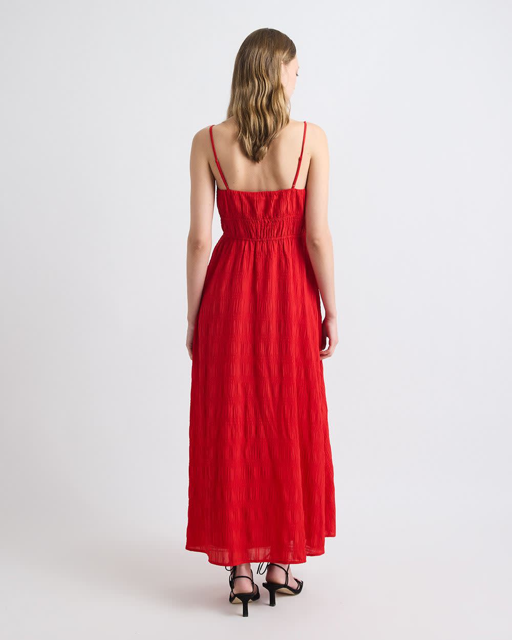 Sleeveless V-Neck Maxi Dress in Textured Jacquard - Image 8