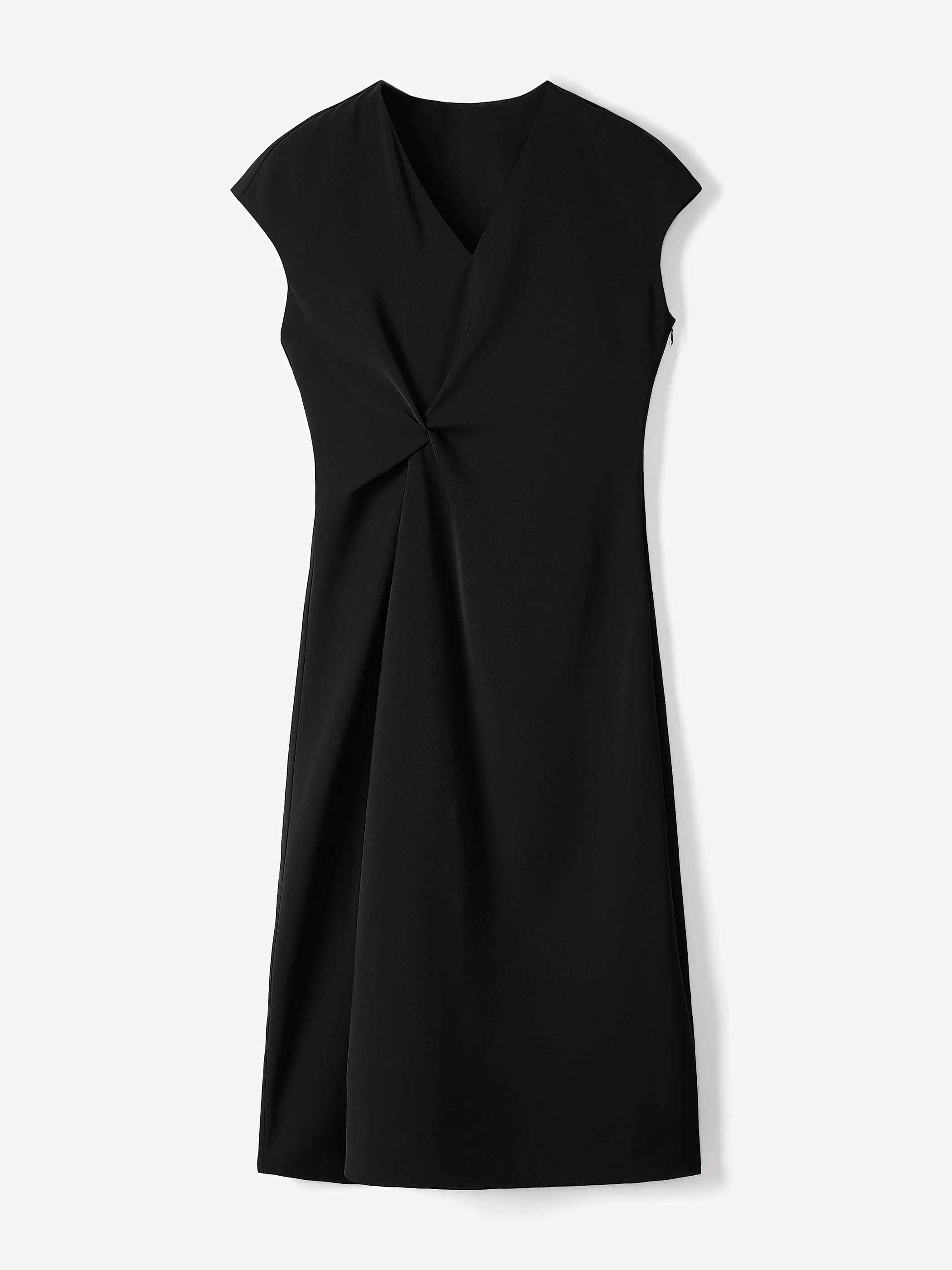 Extended-Sleeve V-Neck Twill Midi Dress - Image 5