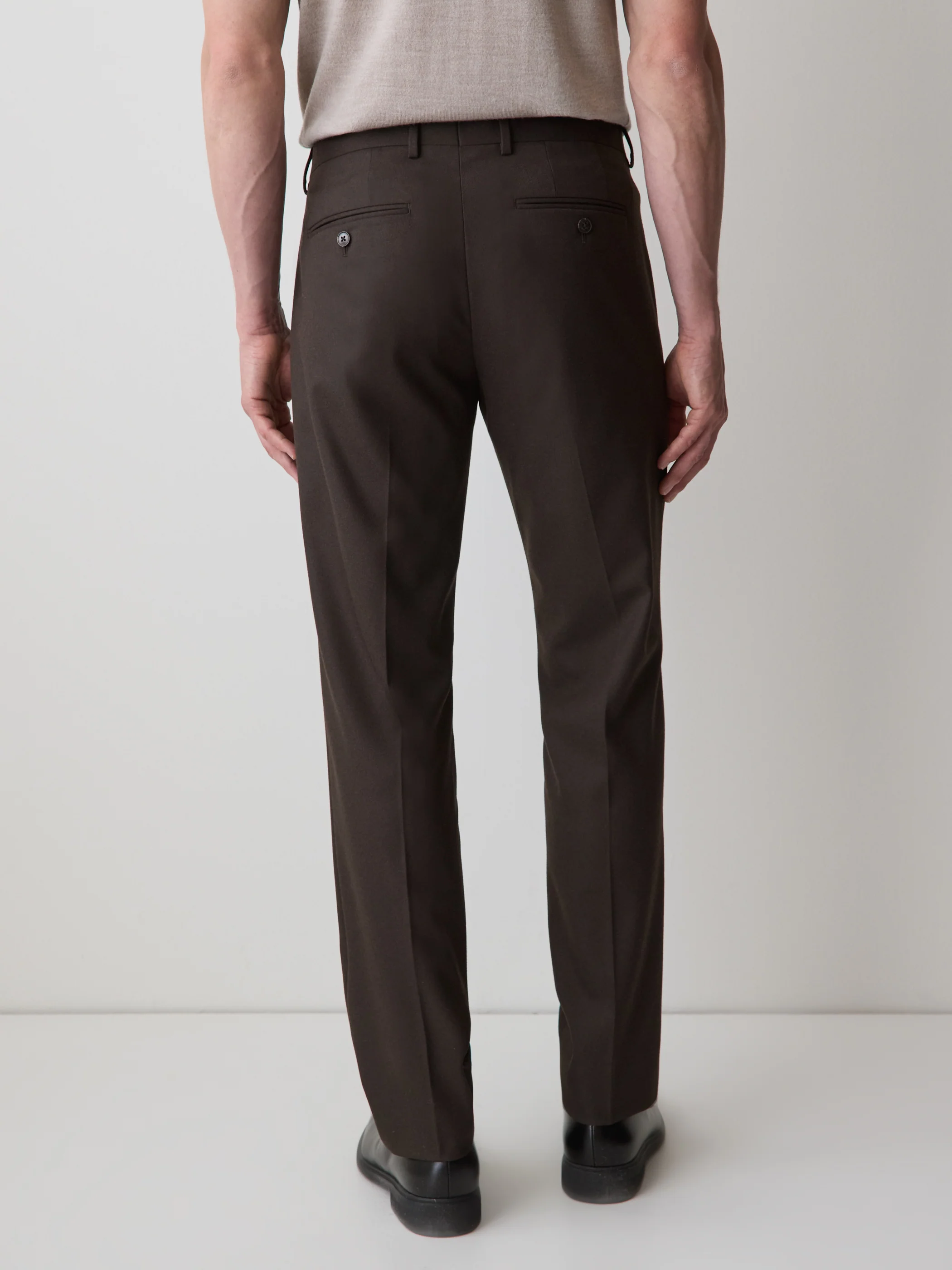 Slim Fit Dark Brown Brushed Twill Pant - Image 3