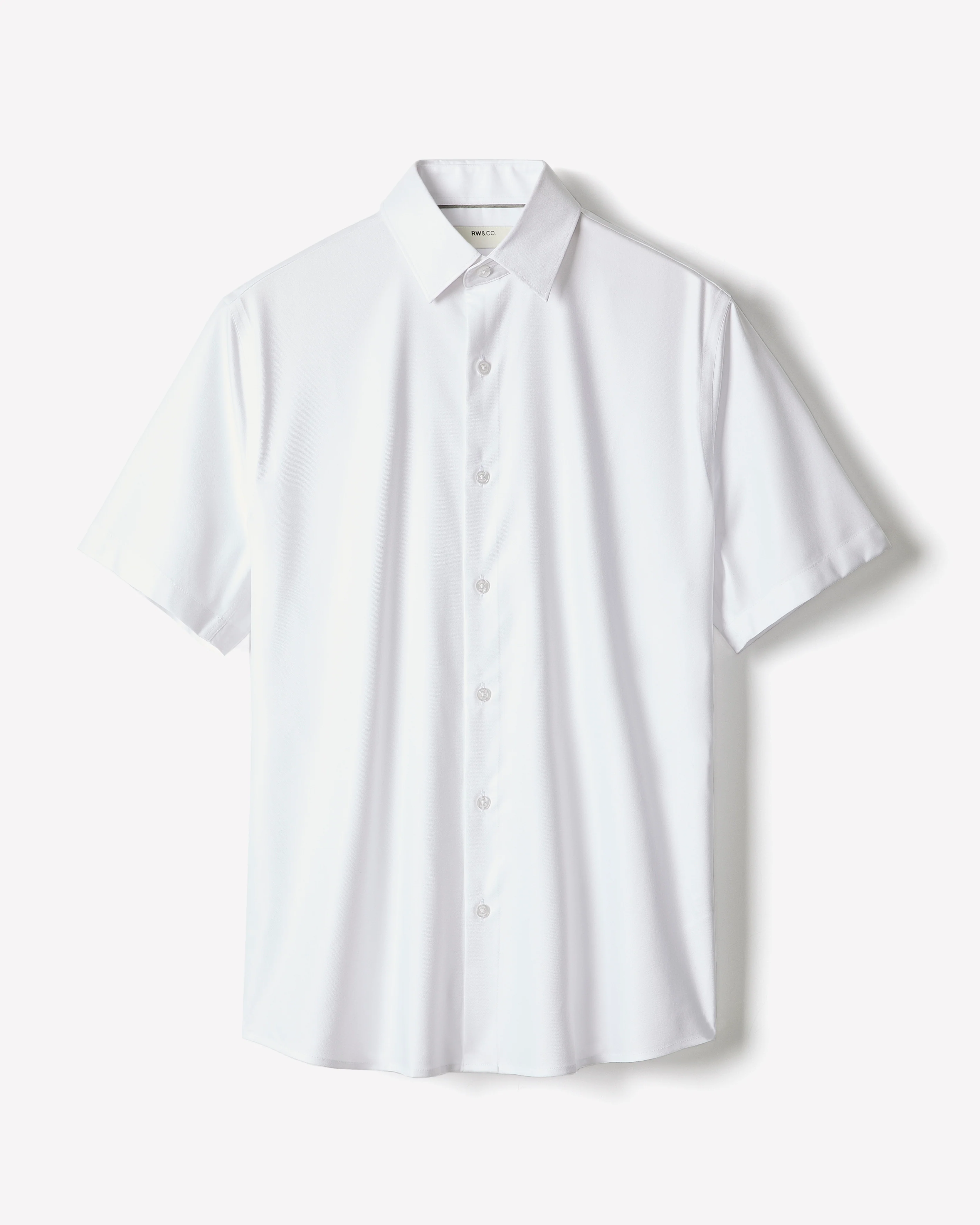Short-Sleeve Slim Fit Knit-Like Dress Shirt - Image 8