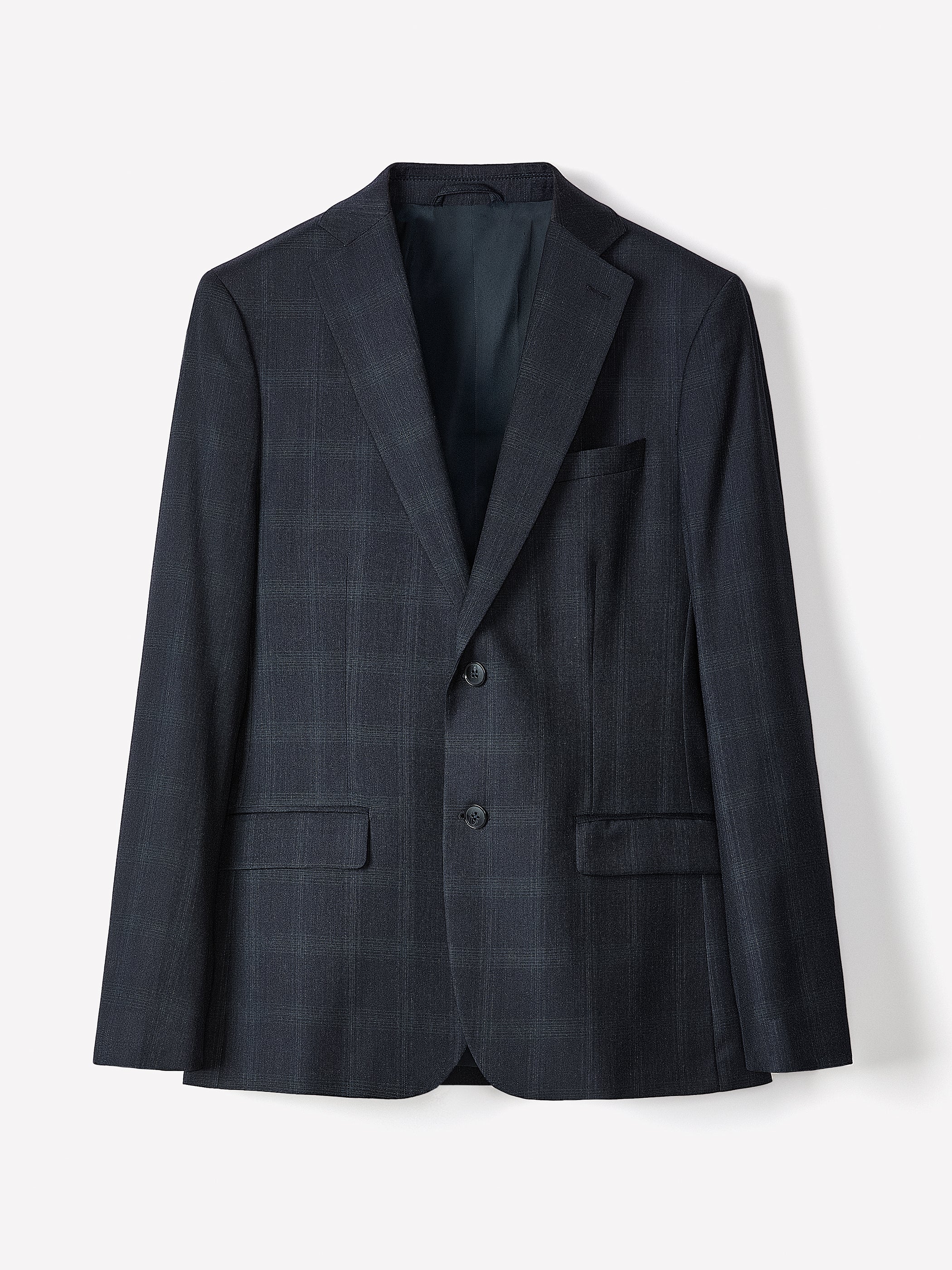 Slim Fit Navy Checkered Suit Blazer - Image 5