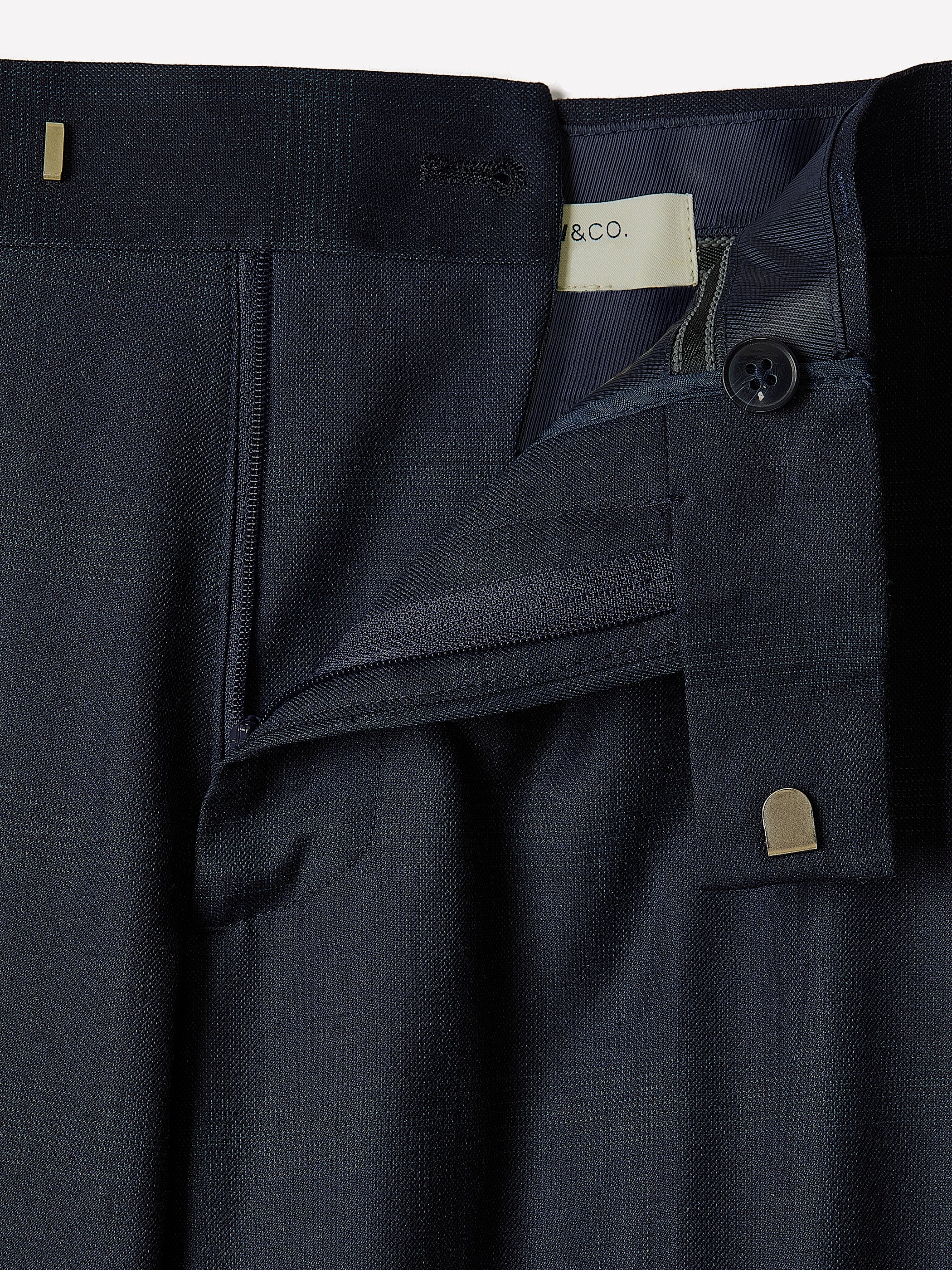 Slim Fit Navy Checkered Suit Pant - Image 7